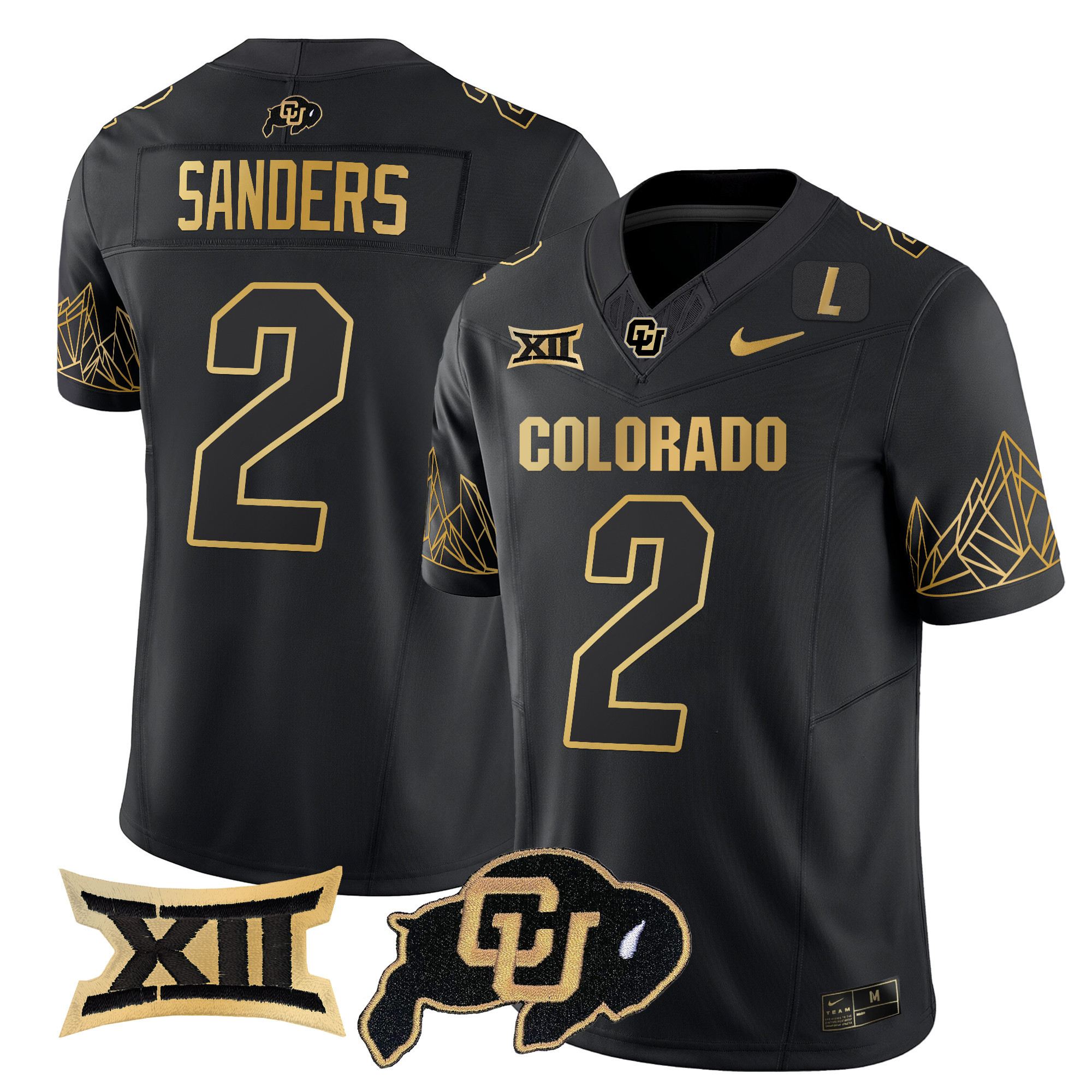 Men’s Colorado Buffaloes Big 12 XII Patch Gold Vapor Limited Jersey – All Stitched