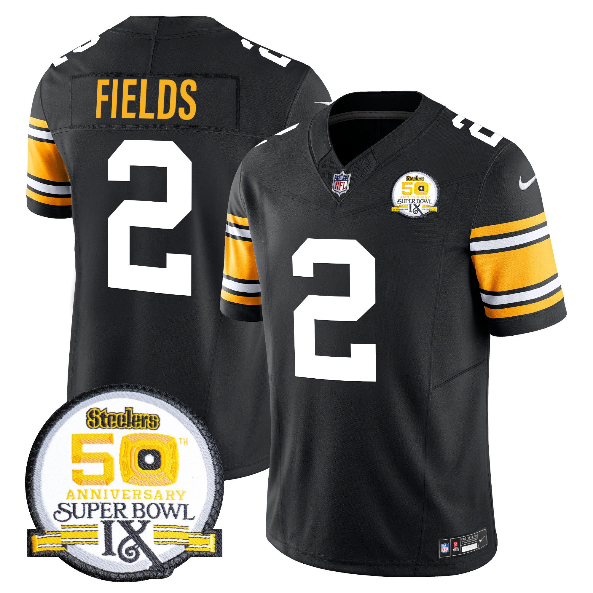 Men’s Pittsburgh Steelers 50th Anniversary Of Super Bowl IX Patch Vapor Limited Jersey – All Stitched