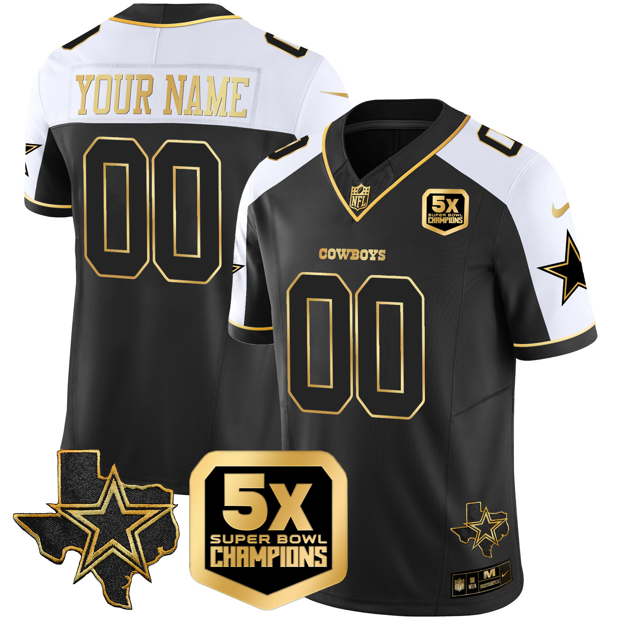 Dallas Cowboys 5x Super Bowl Champions Vapor Limited Custom Jersey – All Stitched