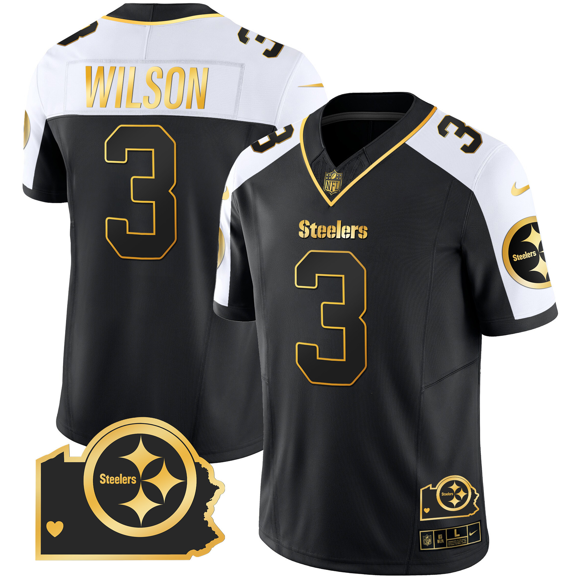 Men’s Pittsburgh Steelers Home Patch Gold Vapor Jersey – All Stitched