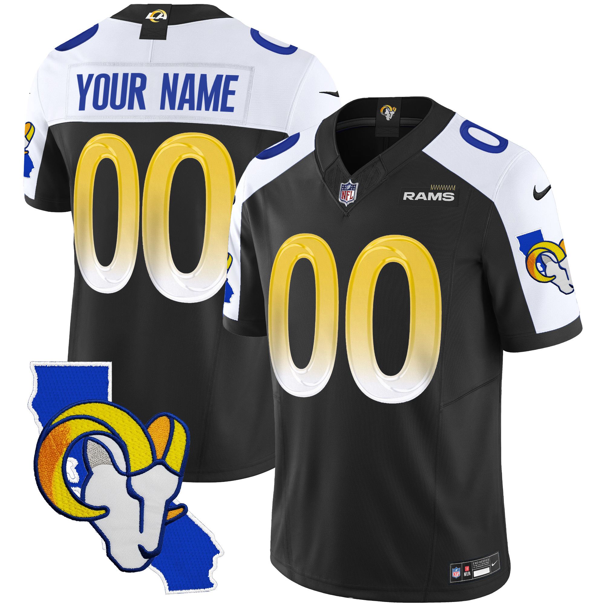 Los Angeles Rams California Patch Vapor Limited Custom Jersey – All Stitched
