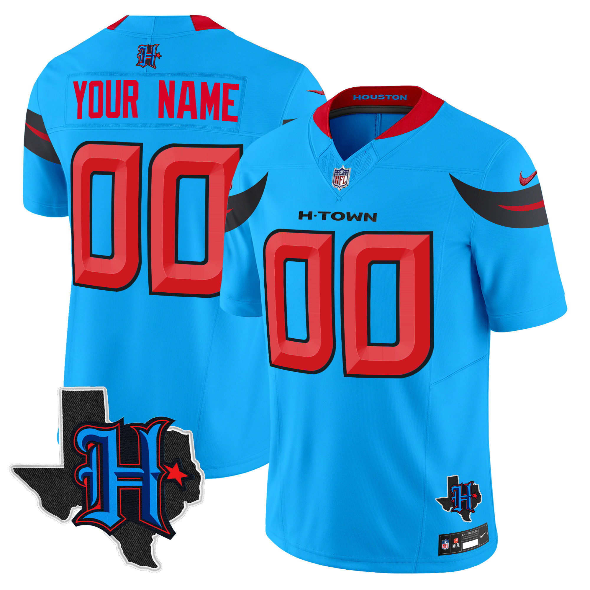 Houston Texans 2024 Texas Patch Vapor Limited Custom Jersey V3 – All Stitched