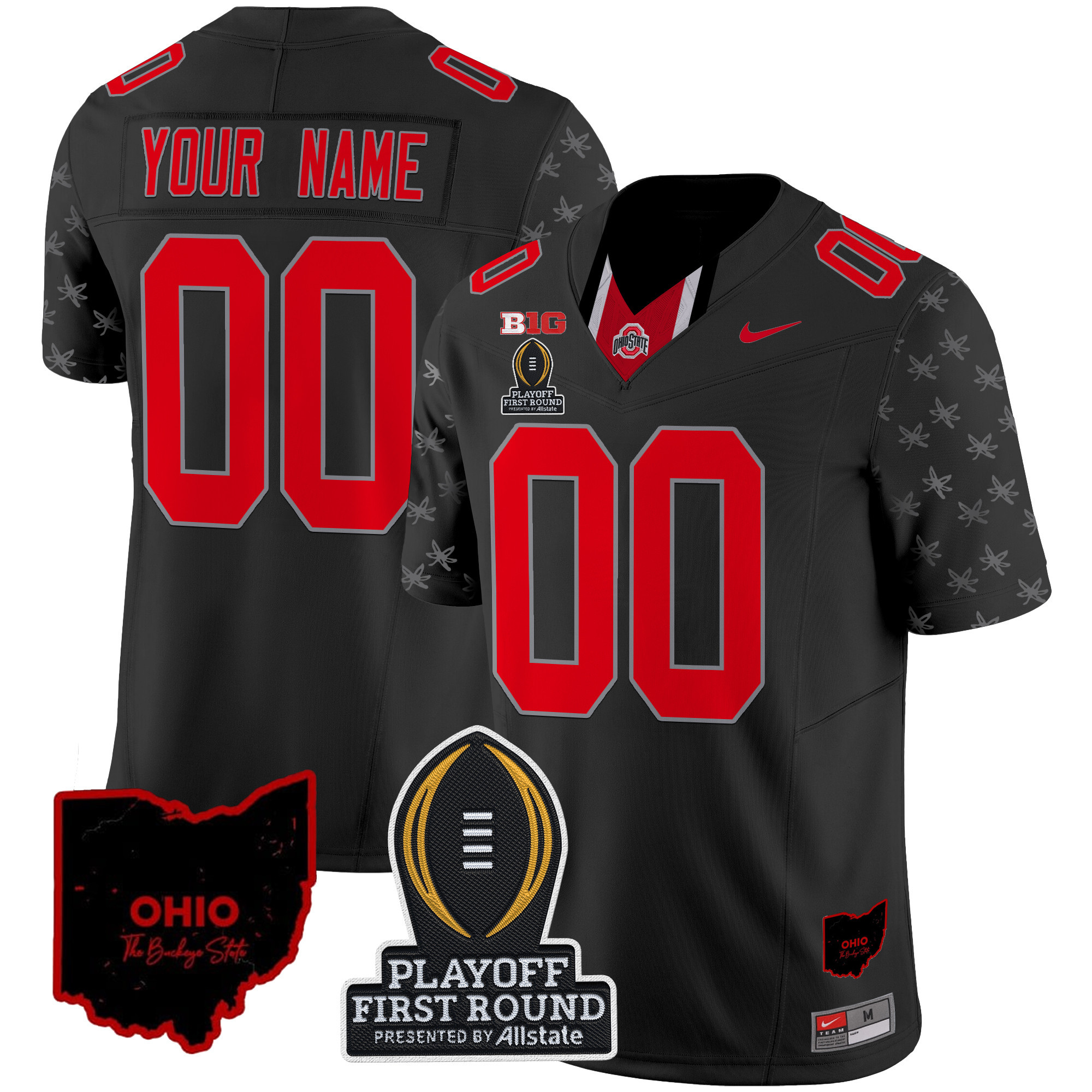 Ohio State Buckeyes 2024 Playoff First Round Patch Vapor Limited Custom Jersey – All Stitched