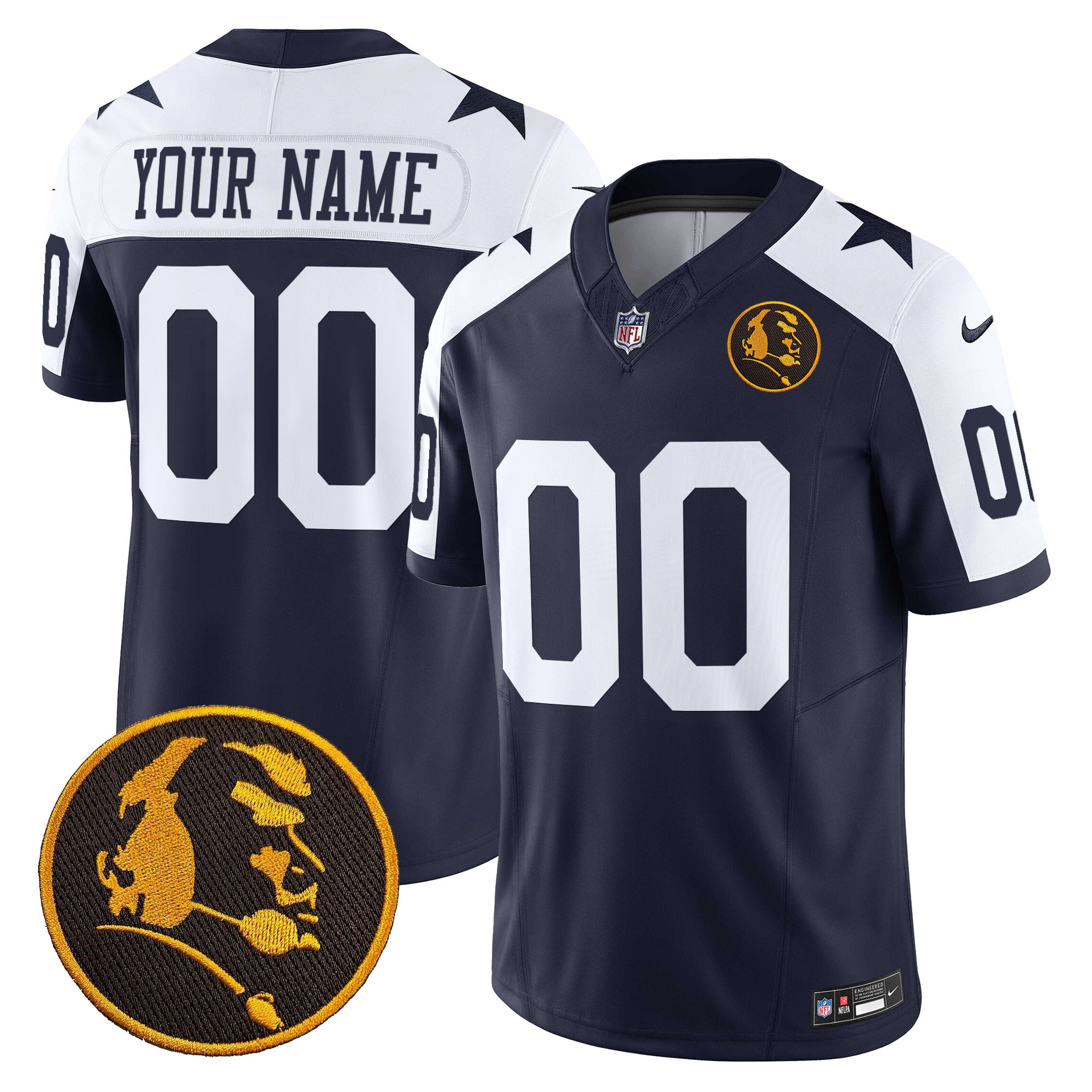 Cowboys Texas & John Madden Patch Vapor Limited Custom Jersey V2 – All Stitched