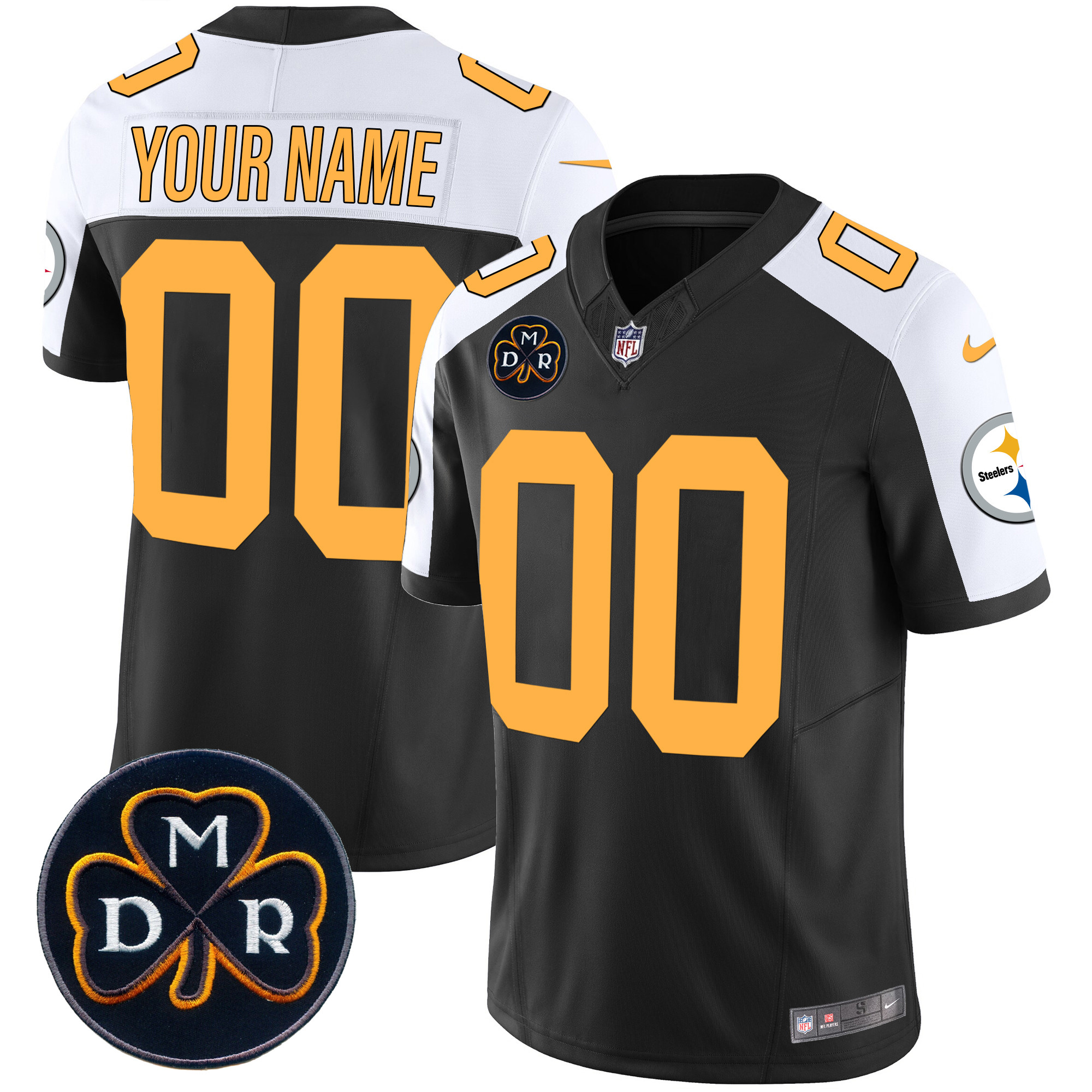 Pittsburgh Steelers DMR Patch Vapor Limited Custom Jersey – All Stitched
