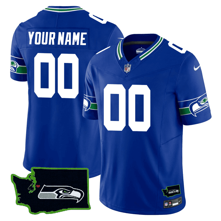 Seattle Seahawks Washington Seattle Seahawks Patch Throwback Custom Jersey – All Stitched