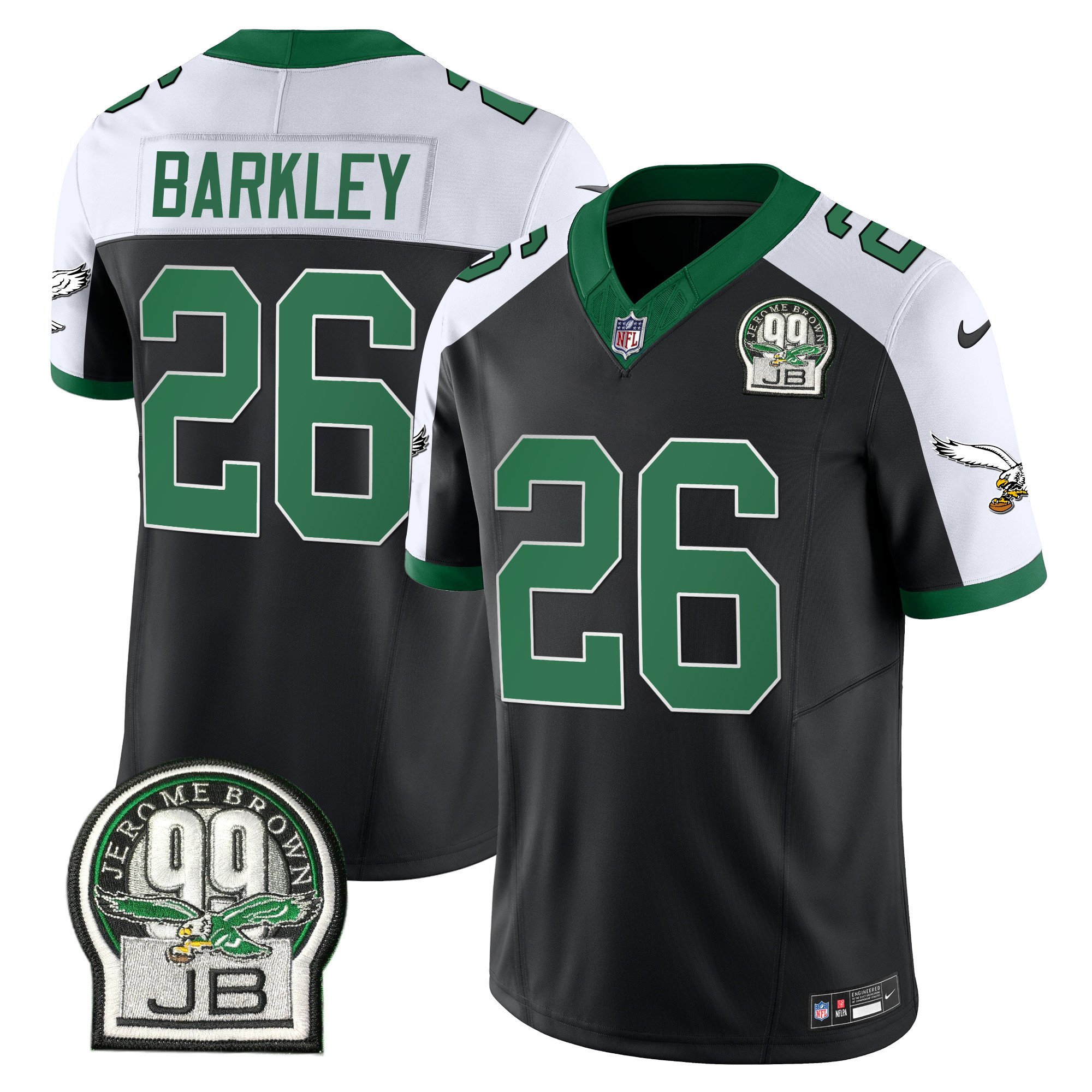 Men’s Philadelphia Eagles Jerome Brown Patch Kelly Green Alternate Jersey – All Stitched