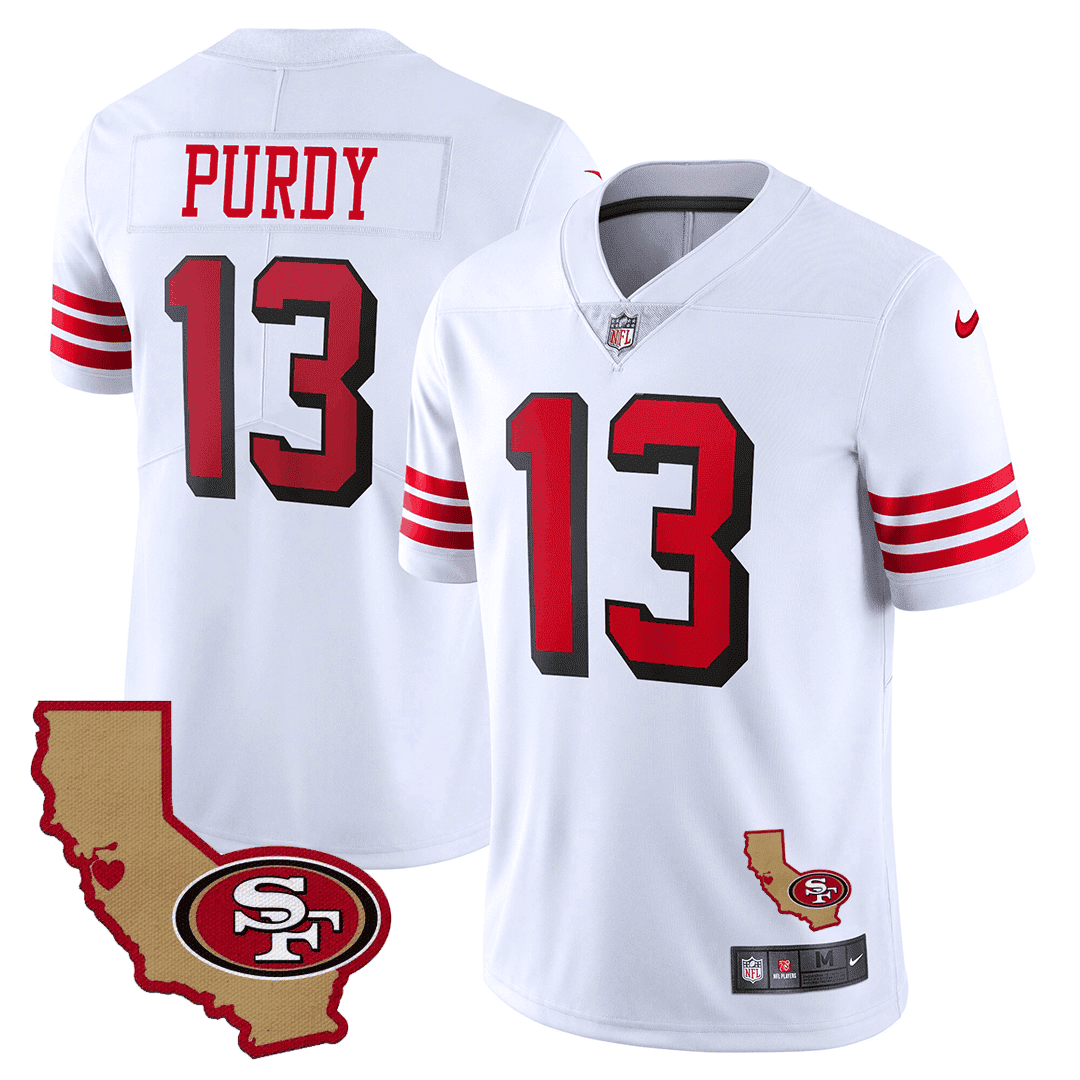 Men’s San Francisco 49ers 1994 California State Map Patch Throwback Jersey – All Stitched
