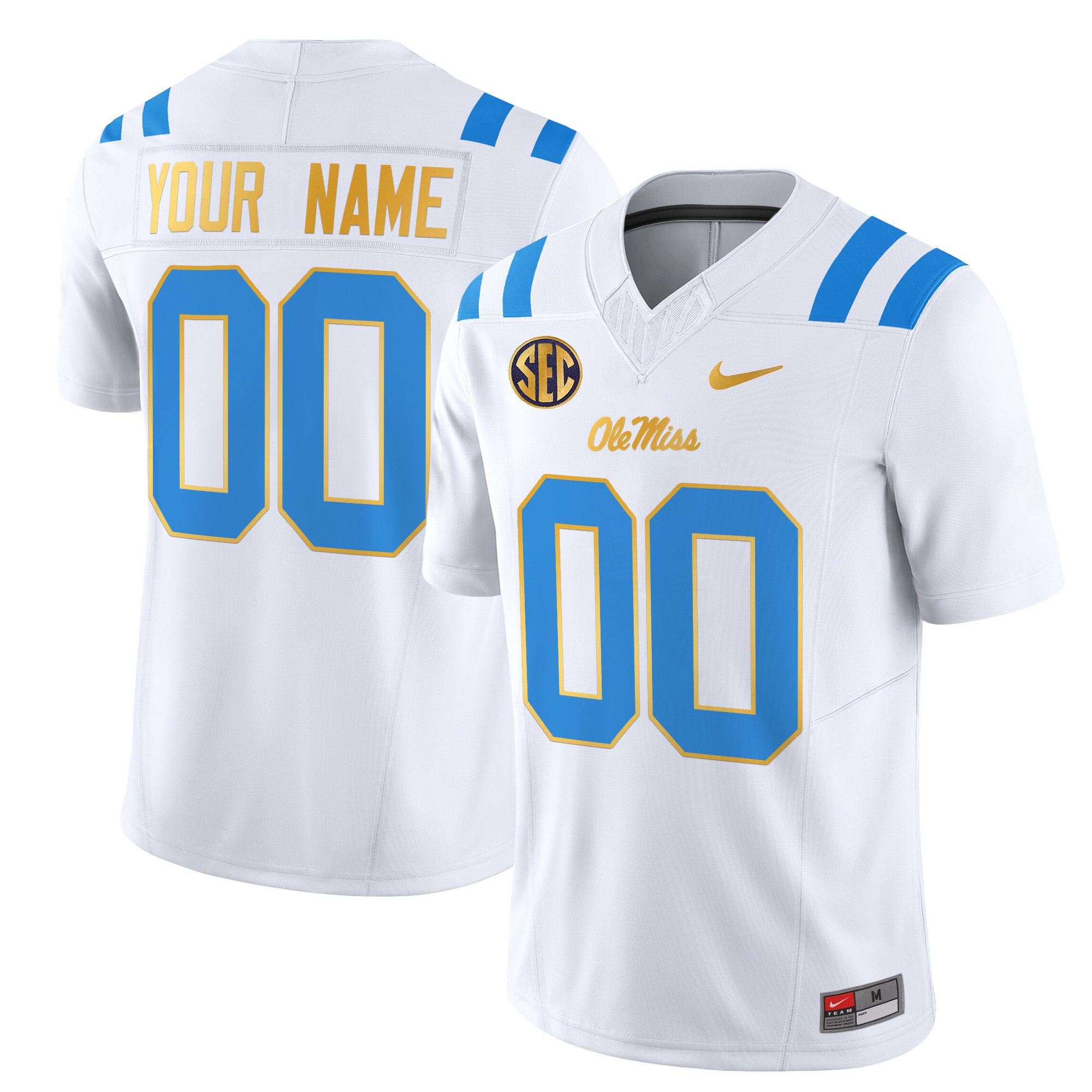 Ole Miss Rebels 2024 Gold Trim Vapor Limited Custom Jersey – All Stitched