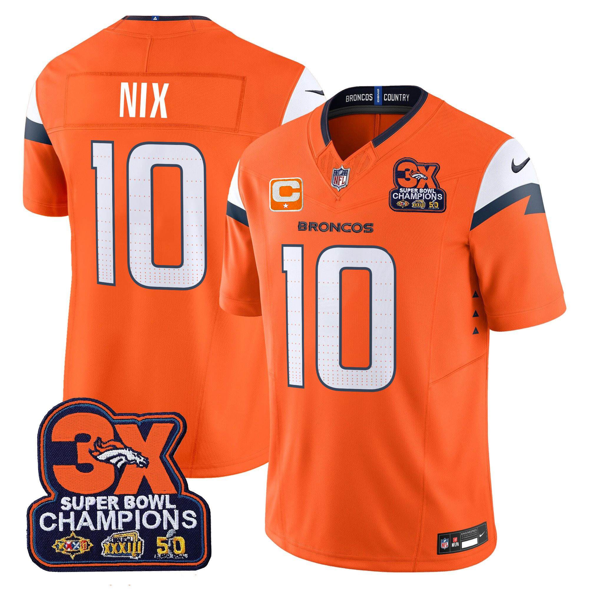 Men’s Denver Broncos 3-Time Champions Patch Vapor Limited Jersey – All Stitched