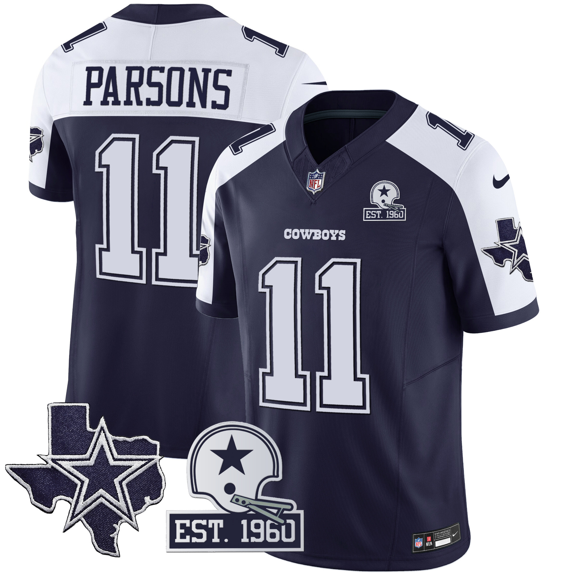 Men’s Dallas Cowboys Throwback Texas Patch Vapor Limited Jersey – All Stitched