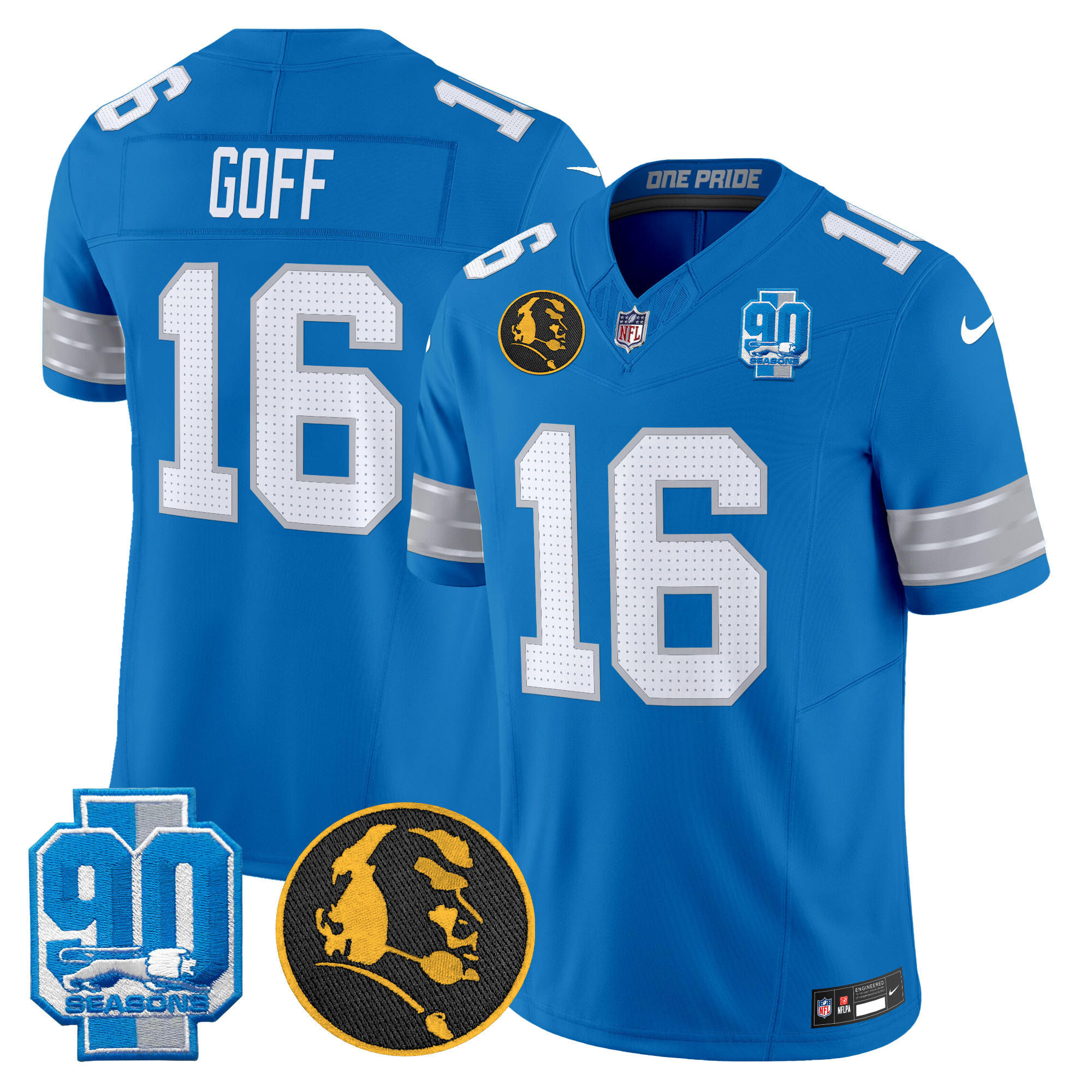 Men’s Detroit Lions 2024 90th & John Madden Patch Vapor Limited Jersey – All Stitched