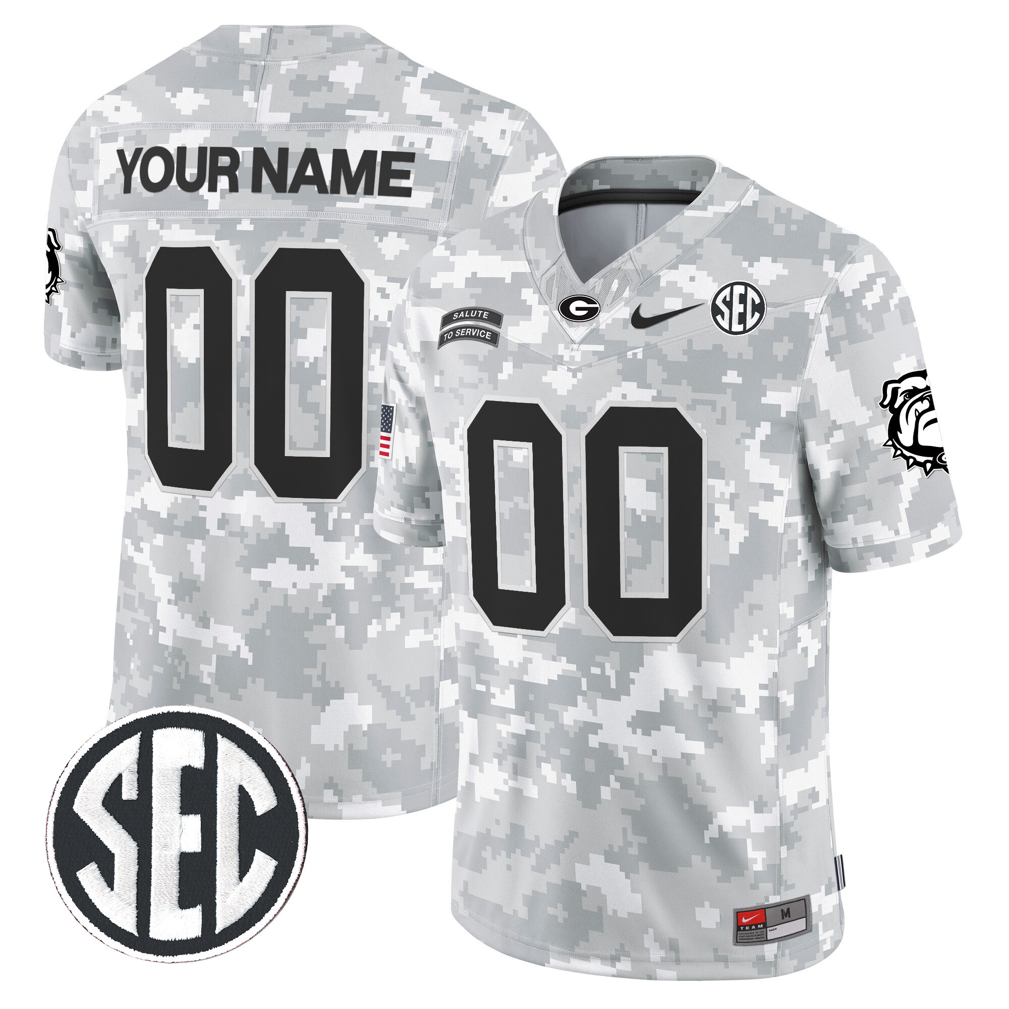Georgia Bulldogs 2024 Salute to Service Vapor Limited Custom Jersey – Arctic Camo – All Stitched