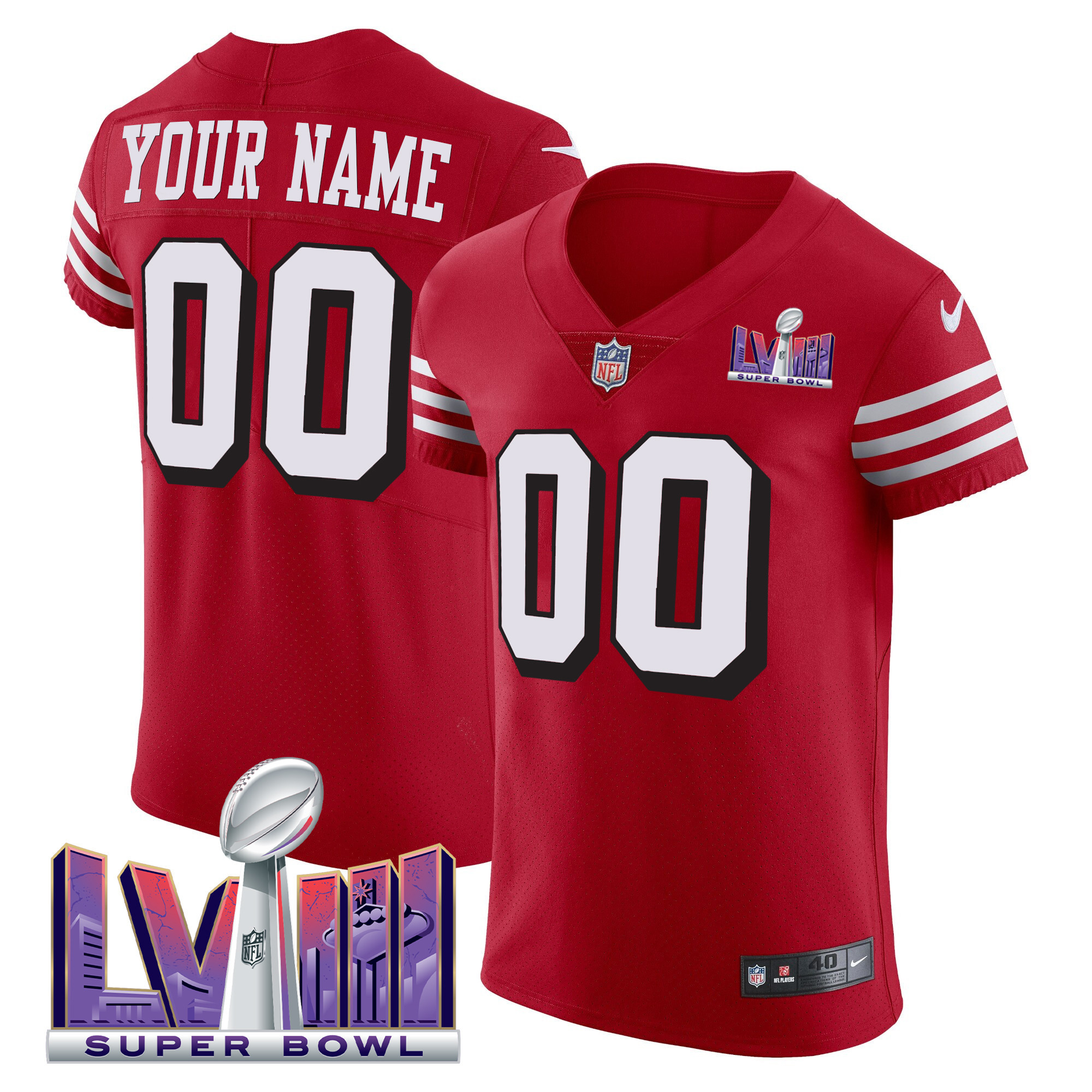San Francisco 49ers Super Bowl LVIII Gold Patch Vapor Elite Custom Jersey – All Stitched