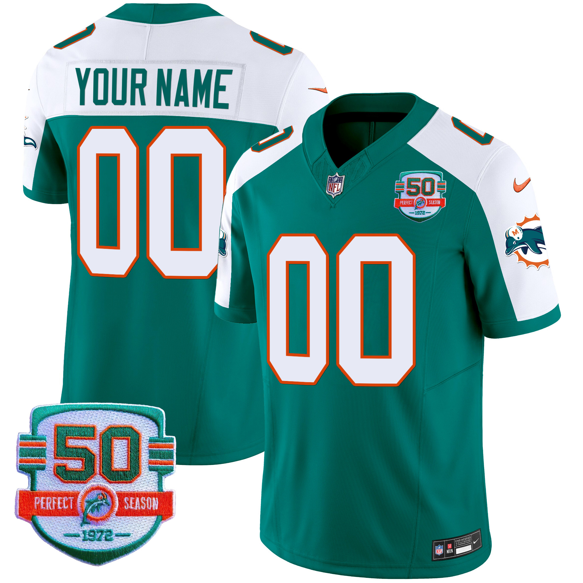 Miami Dolphins Throwback Vapor Custom Jersey V2 – All Stitched