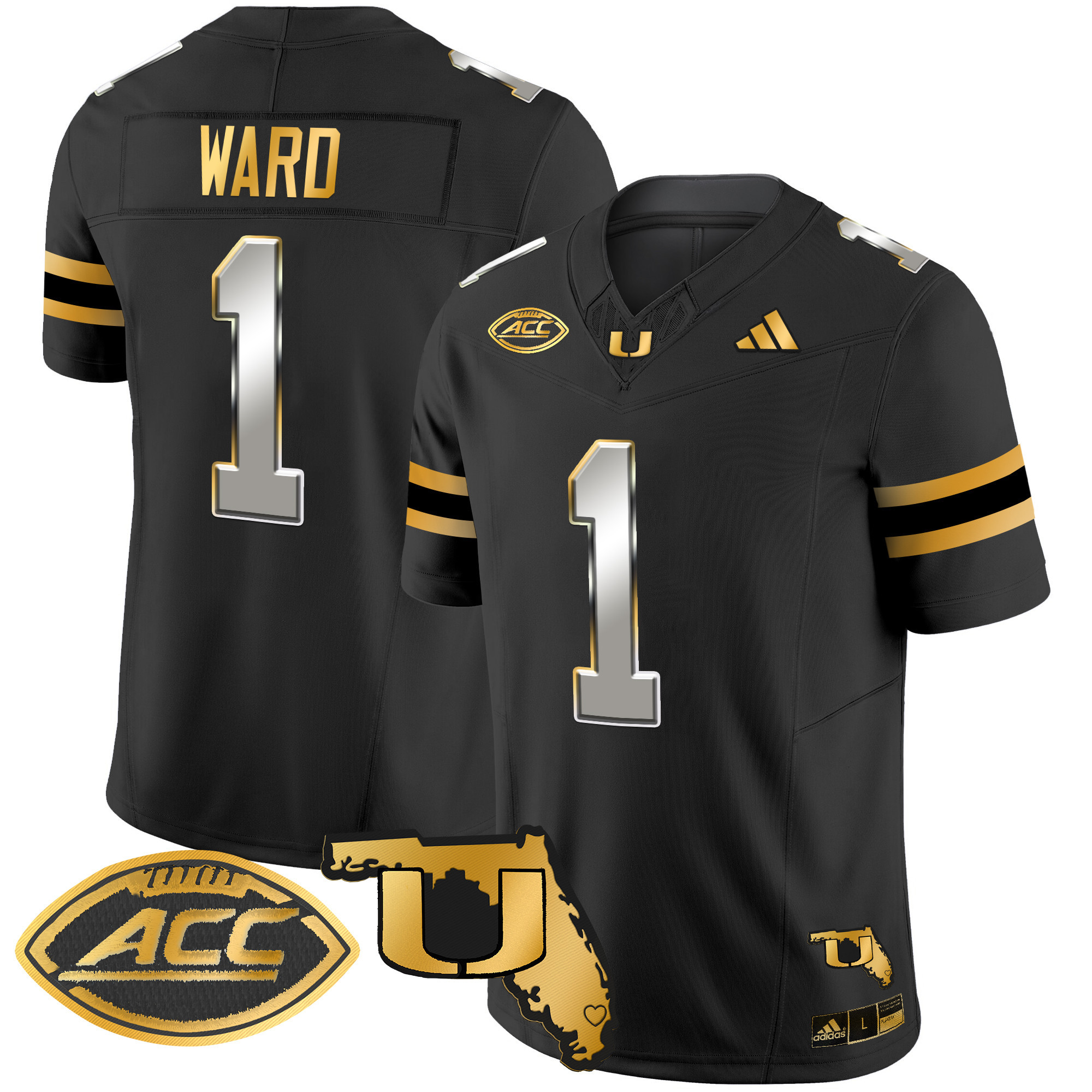 Men’s Miami Hurricanes 2024 Florida Patch Gold Vapor Limited Jersey – All Stitched