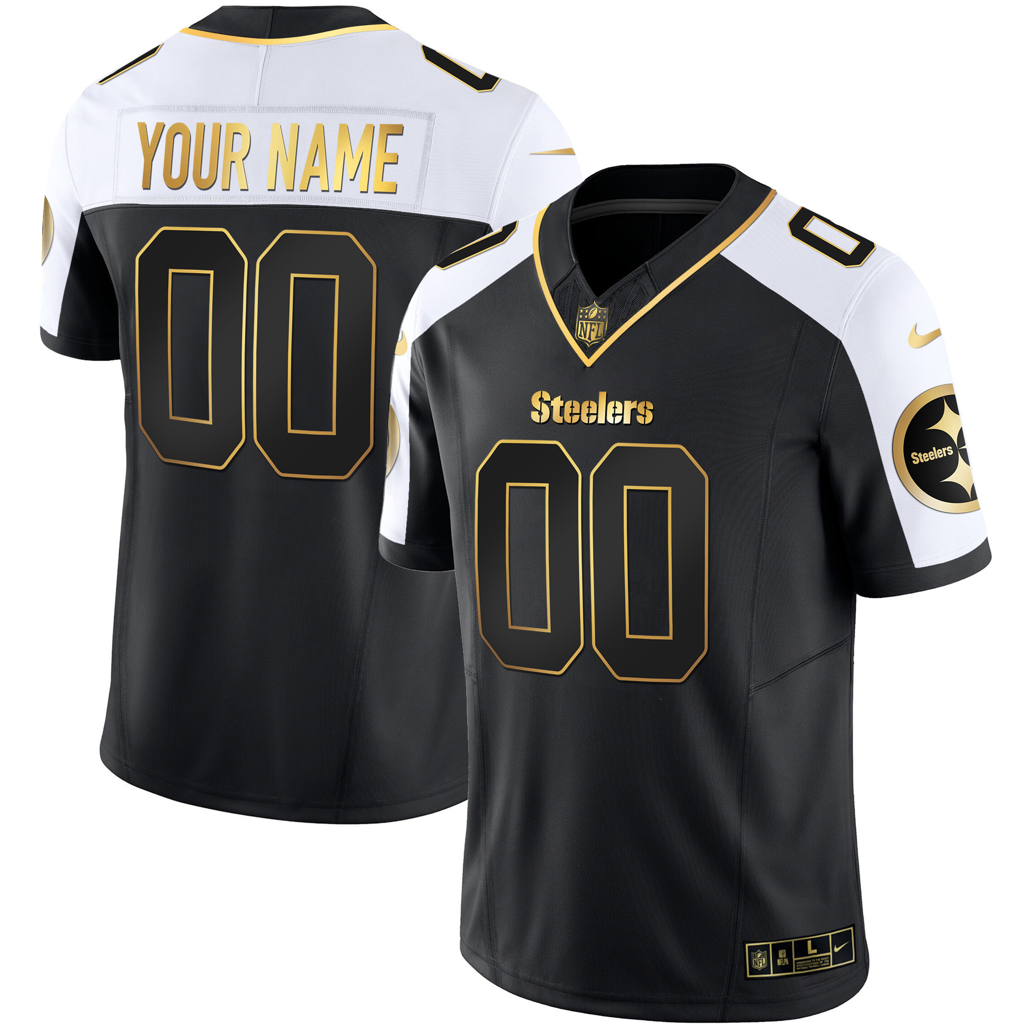 Pittsburgh Steelers Gold Vapor Custom Jersey V2 – All Stitched
