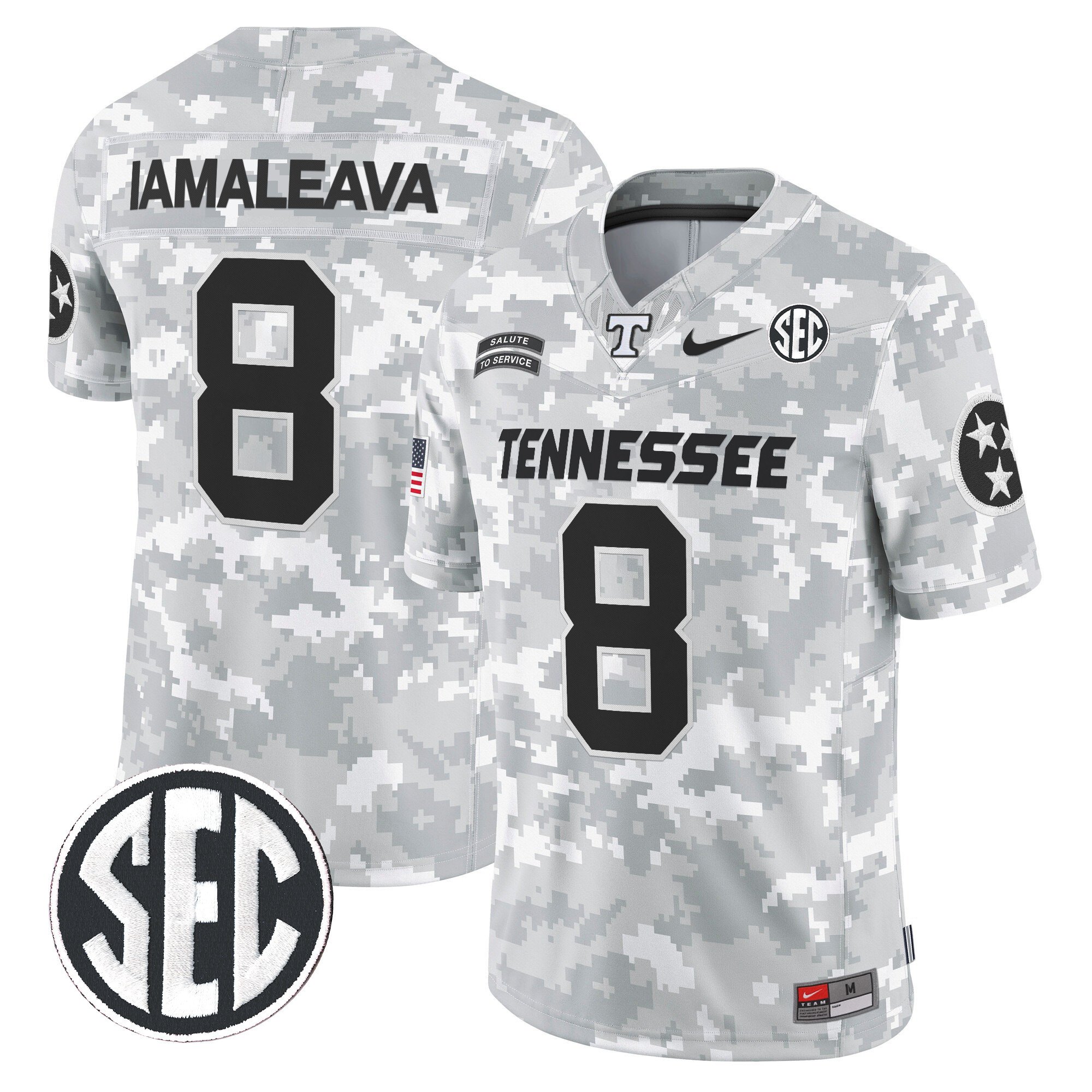 Tennessee Volunteers 2024 Salute to Service Vapor Limited Jersey – Arctic Camo – All Stitched
