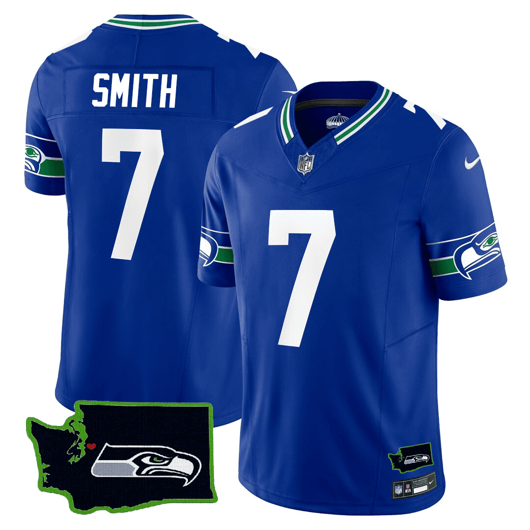 Men’s Seattle Seahawks Washington Seattle Seahawks Patch Throwback Jersey – All Stitched
