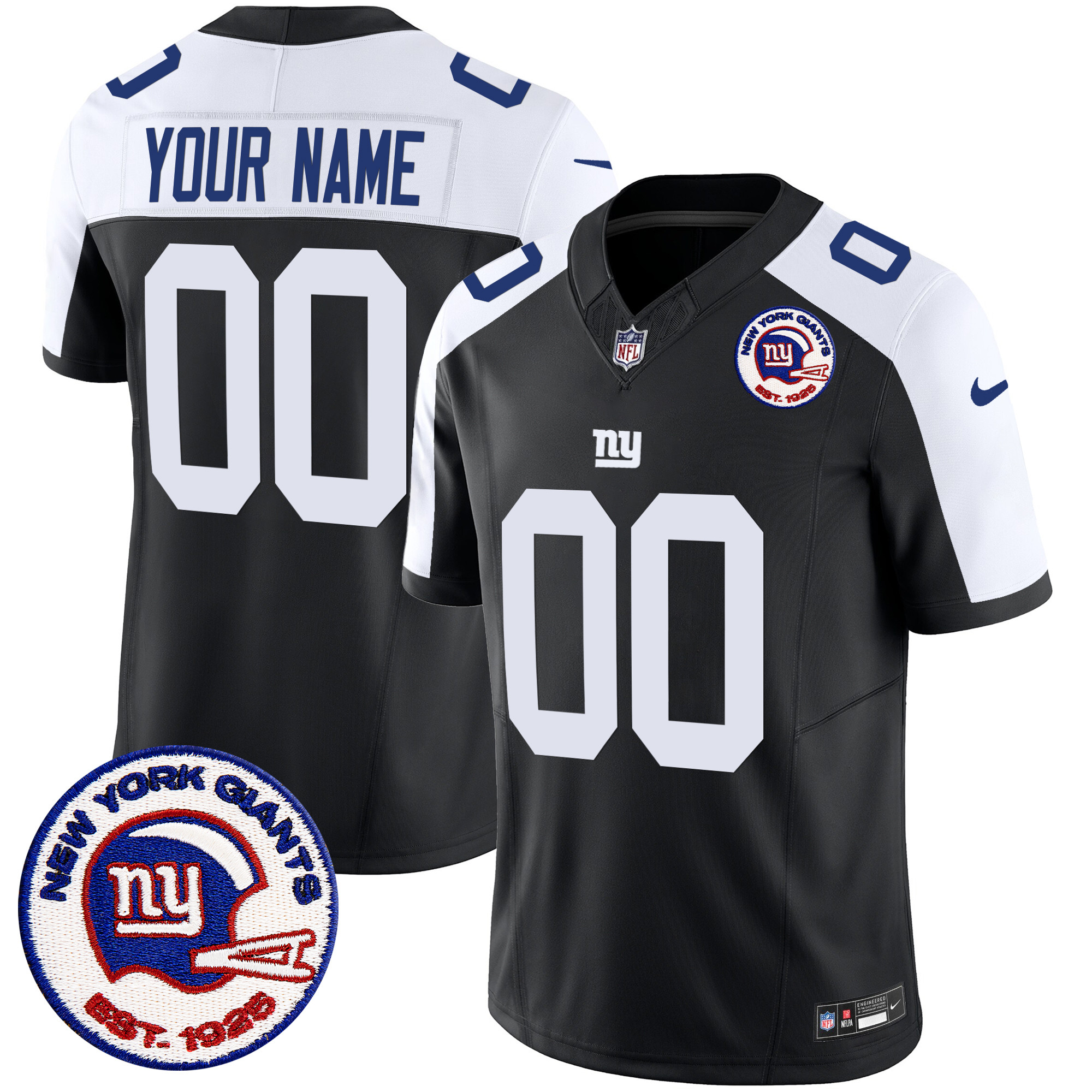 New York Giants Est 1925 Patch Vapor Limited Custom Jersey – All Stitched