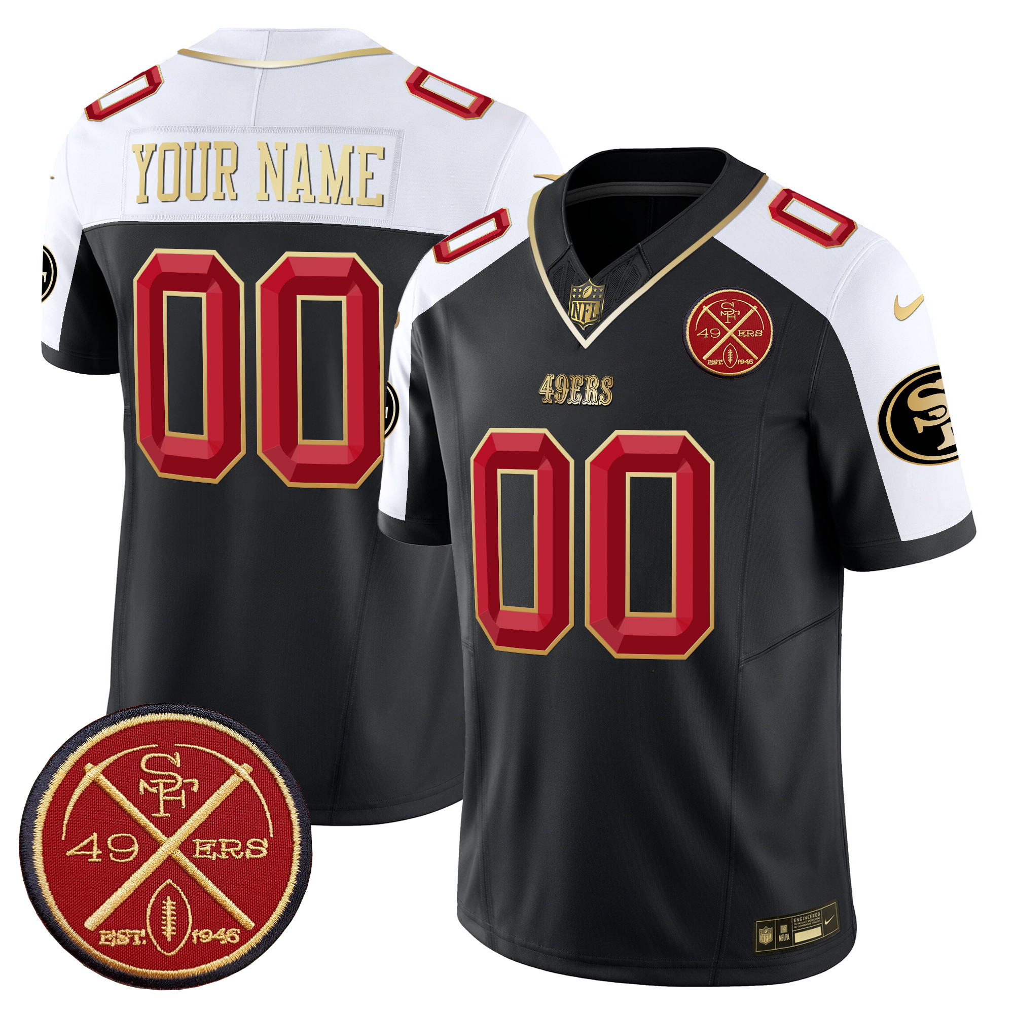 San Francisco 49ers Est.1946 Patch Vapor Limited Custom Jersey V2 – All Stitched