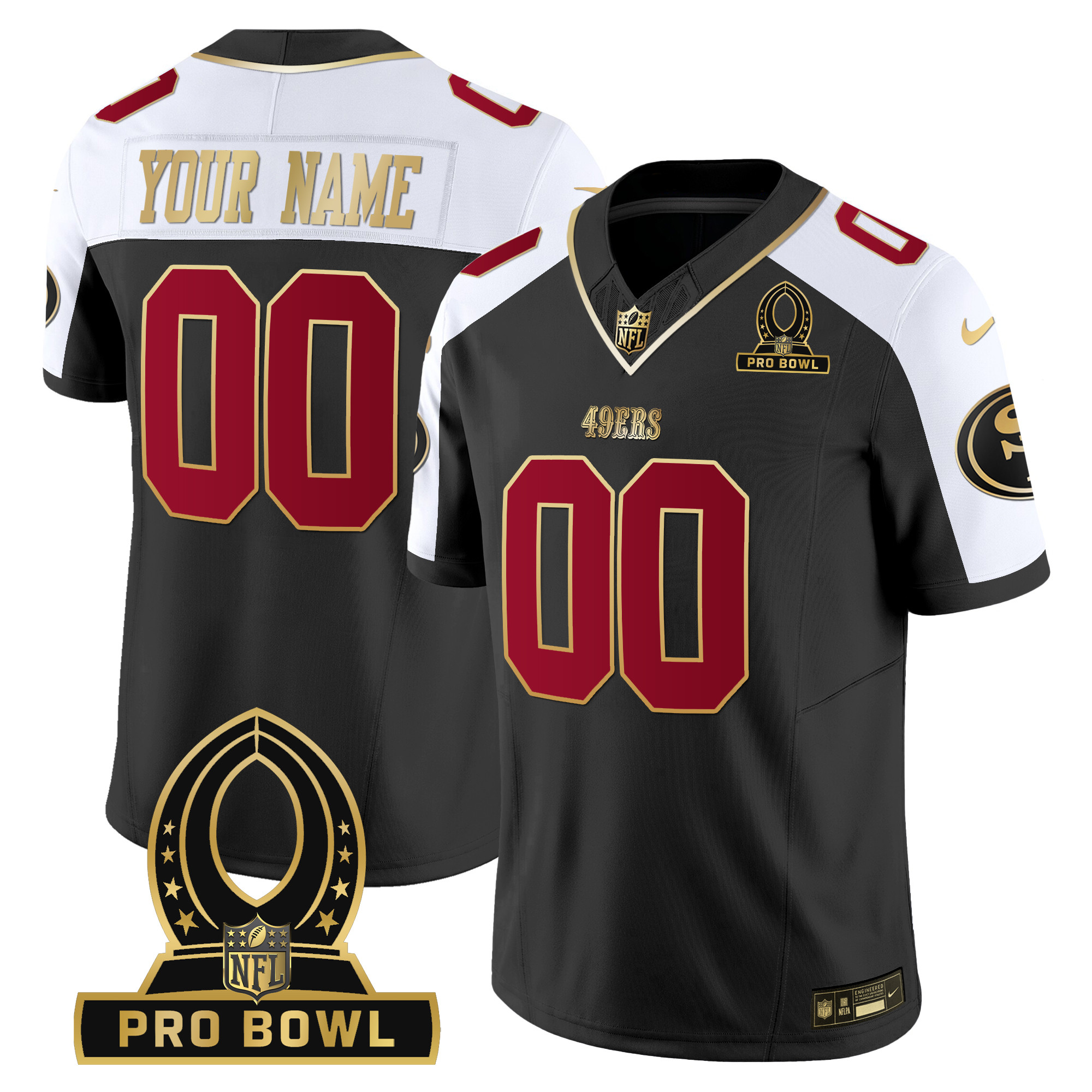 San Francisco 49ers 2024 Pro Bowl Patch Vapor Custom Jersey – All Stitched