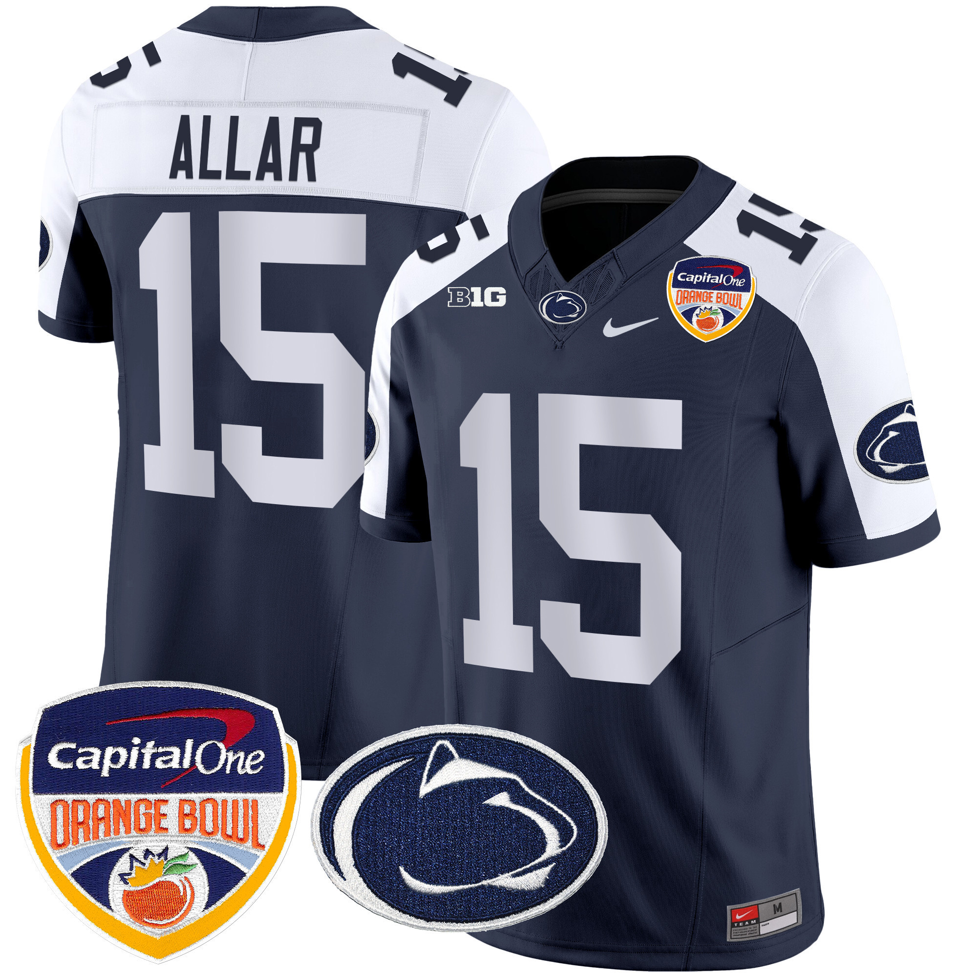 Men’s Penn State Nittany Lions Orange Bowl Patch Vapor Limited Jersey – All Stitched