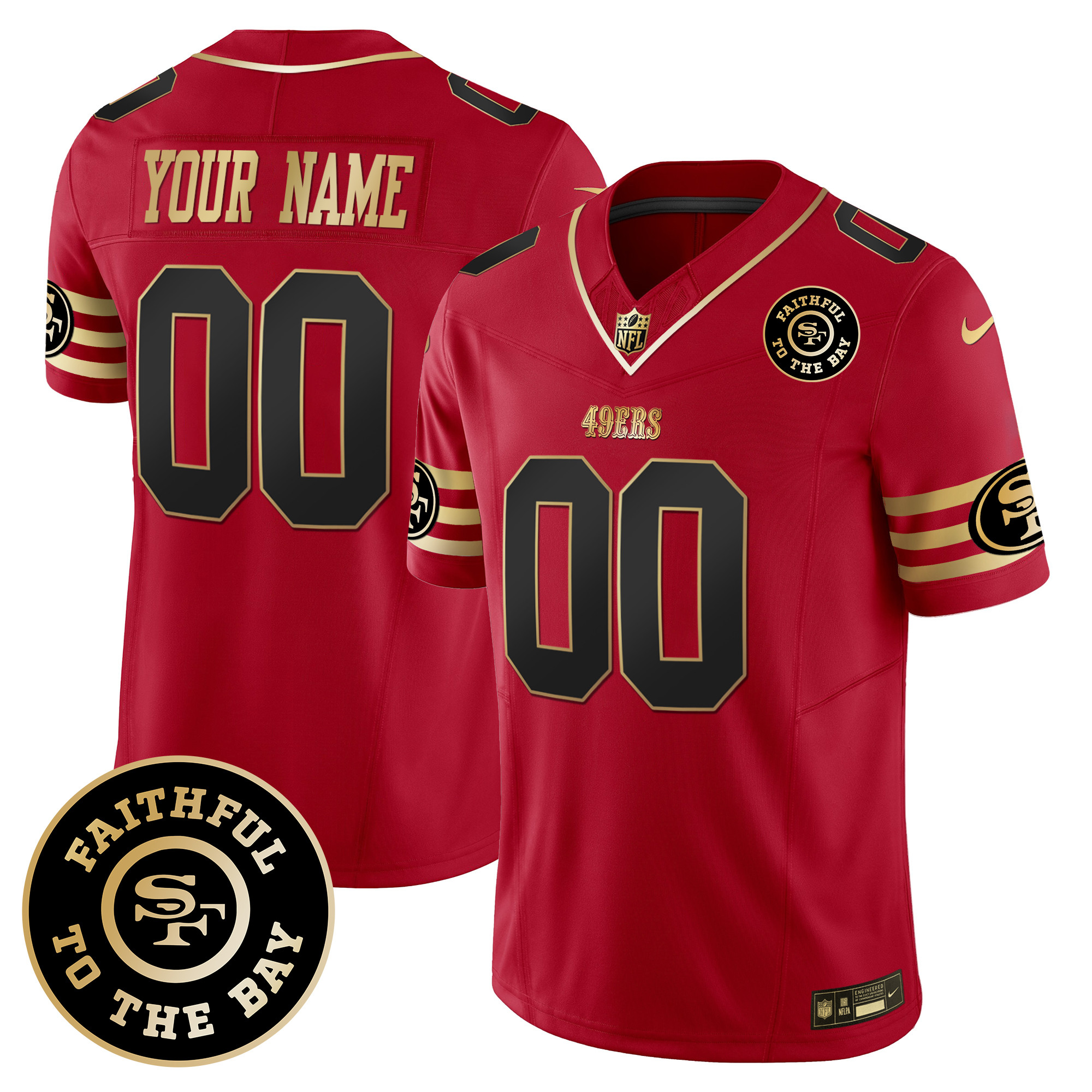San Francisco 49ers Faithful To The Bay Patch Vapor Limited Custom Jersey V6 – All Stitched