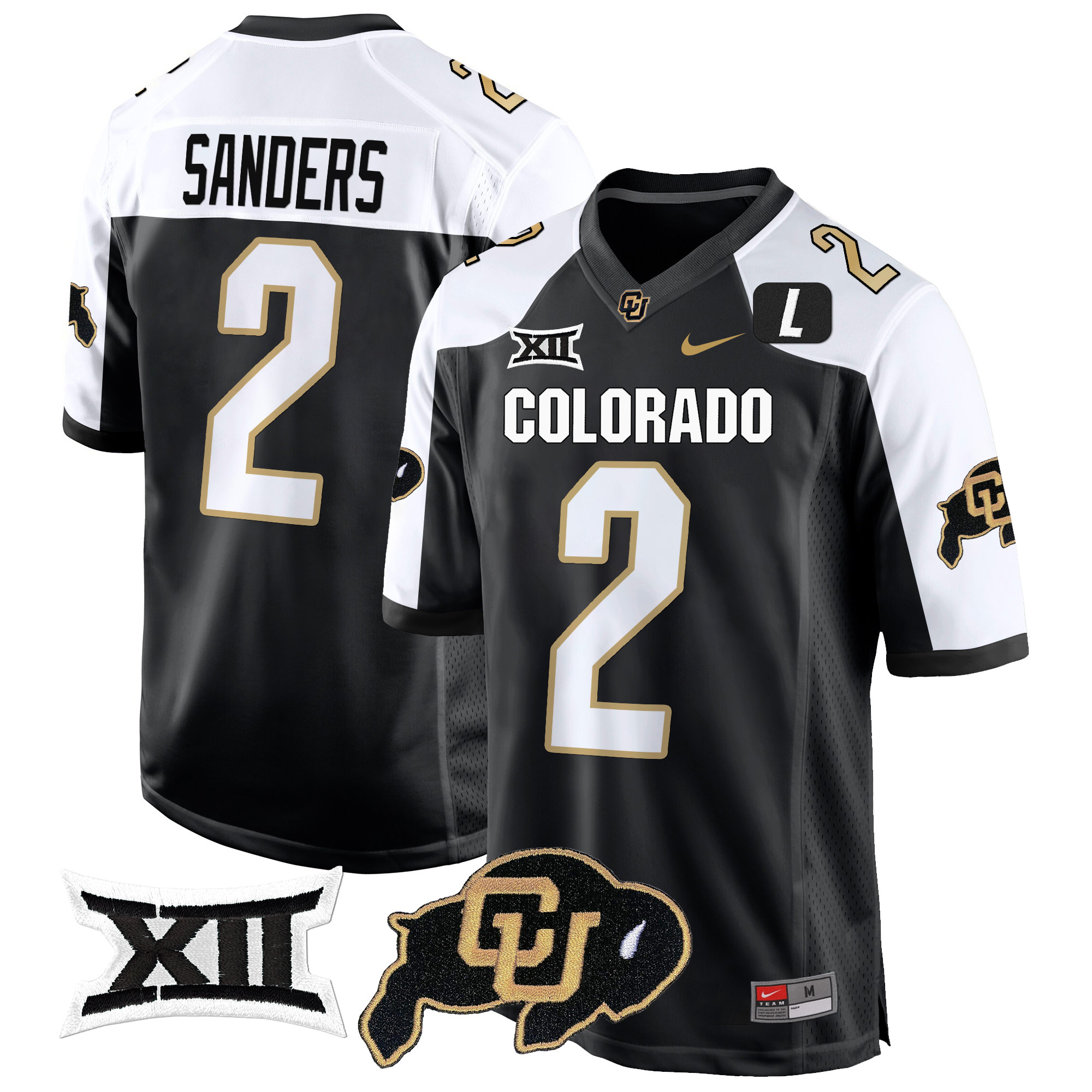 Men’s Colorado Buffaloes Big 12 XII Patch Game Jersey V2 – All Stitched