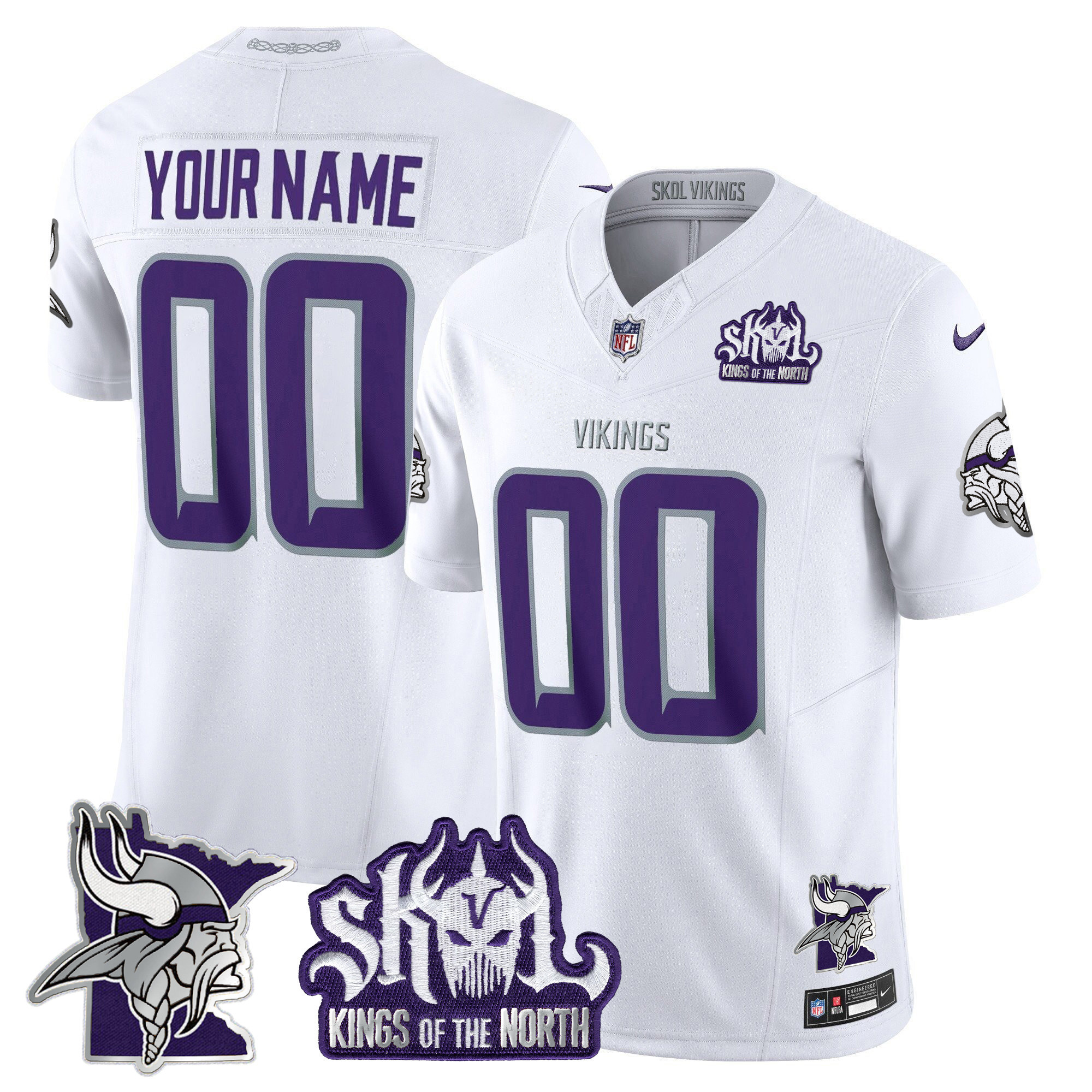 Minnesota Vikings Kings Of The North Patch Vapor Limited Custom Jersey V3 – All Stitched