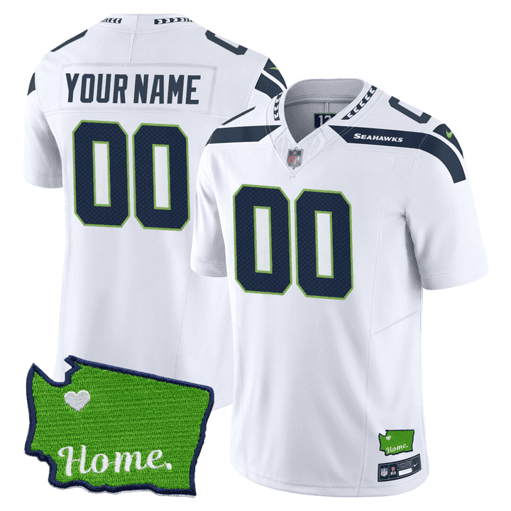 Seattle Seahawks Washington Home Patch Custom Jersey – All Stitched