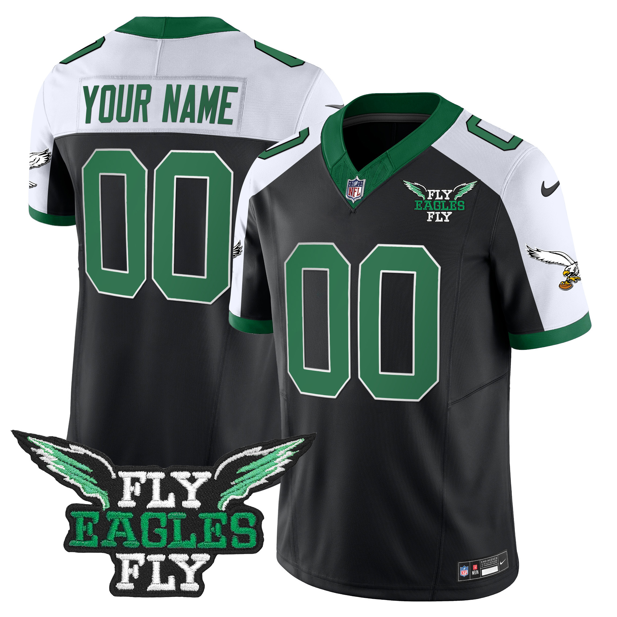 Fly Philadelphia Eagles Fly Patch Throwback Kelly Green Vapor Custom Jersey – All Stitched