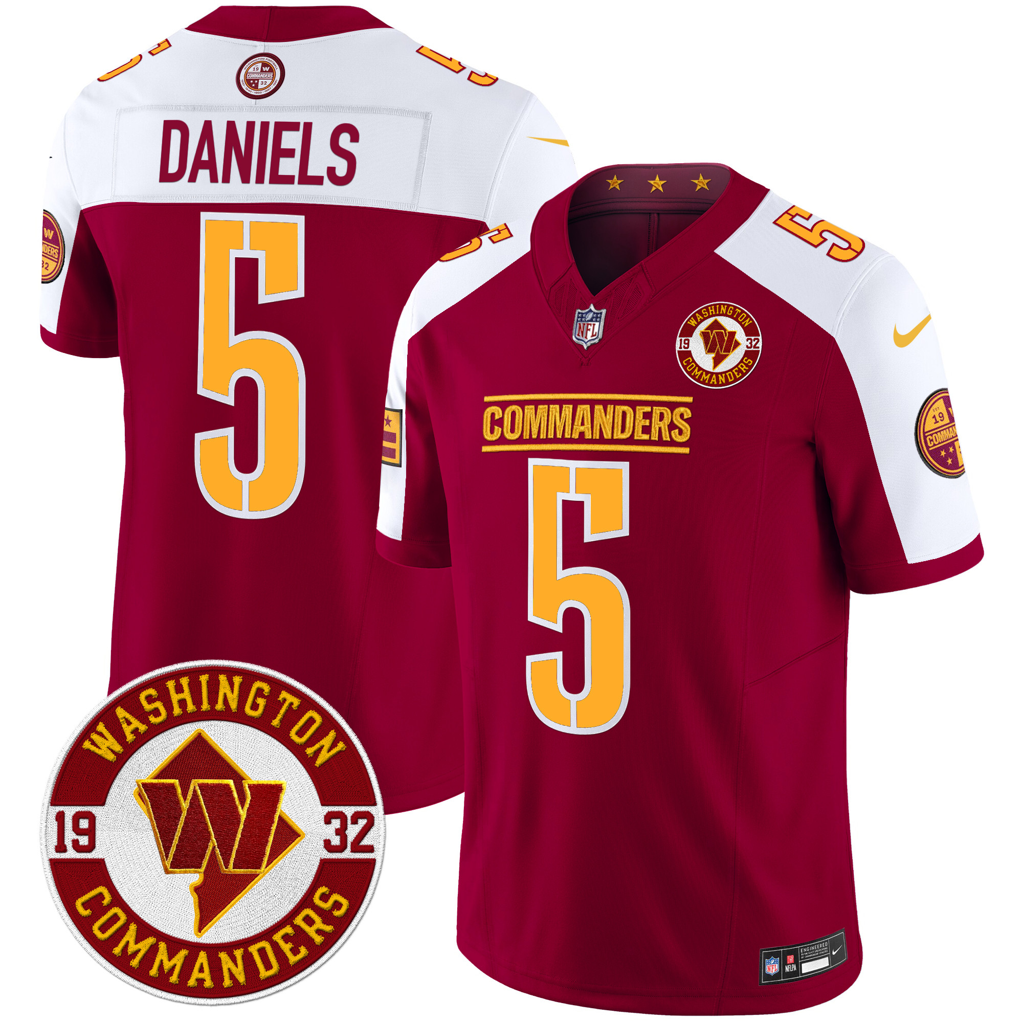 Men’s Washington Commanders 2024 Vapor Limited Jersey – Est. 1932 Patch – All Stitched
