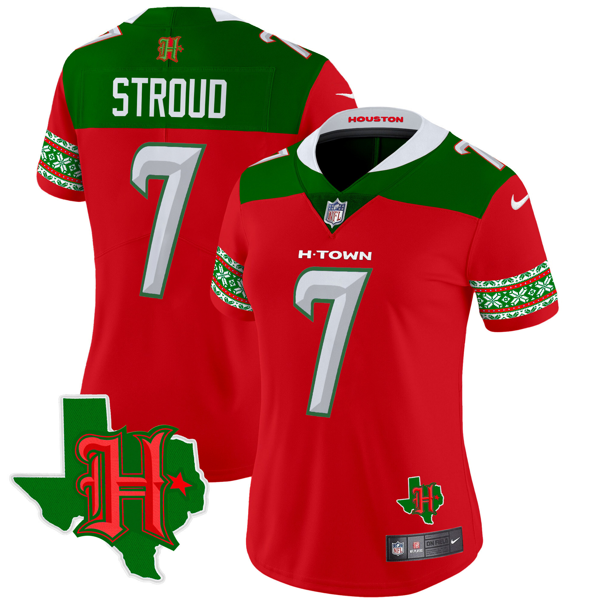 Women’s Houston Texans 2024 Christmas Vapor Limited Jersey – All Stitched