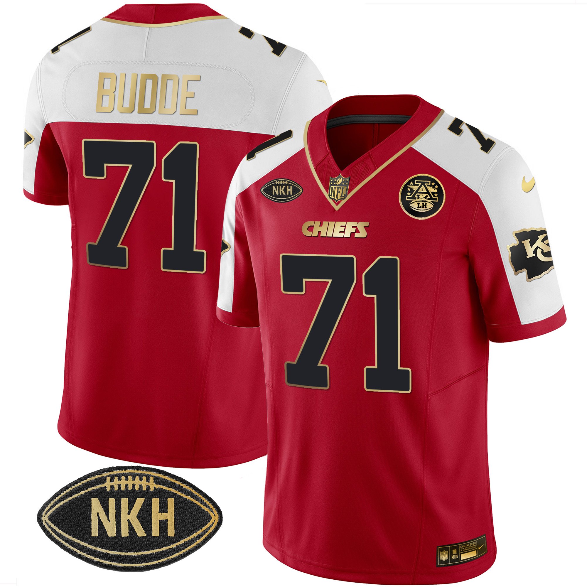 Ed Budde Kansas City Chiefs Gold Vapor Jersey – All Stitched