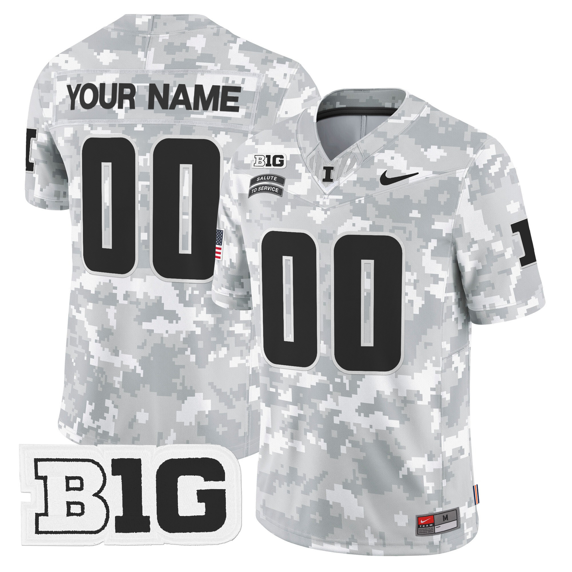 Illinois Fighting Illini 2024 Salute to Service Vapor Limited Custom Jersey – Arctic Camo – All Stitched