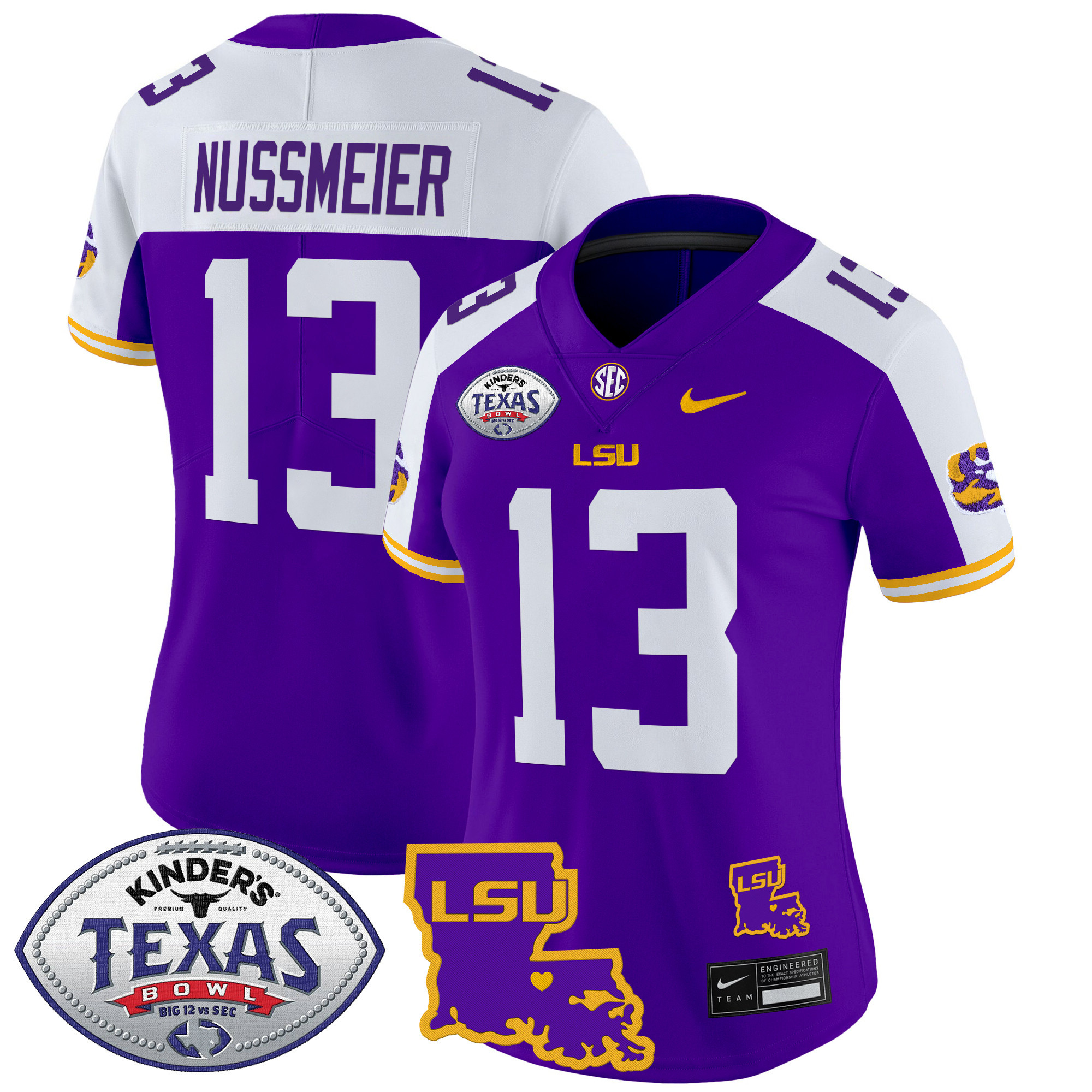 Women’s LSU Tigers 2024 Texas Bowl Patch Vapor Limited Jersey – All Stitched