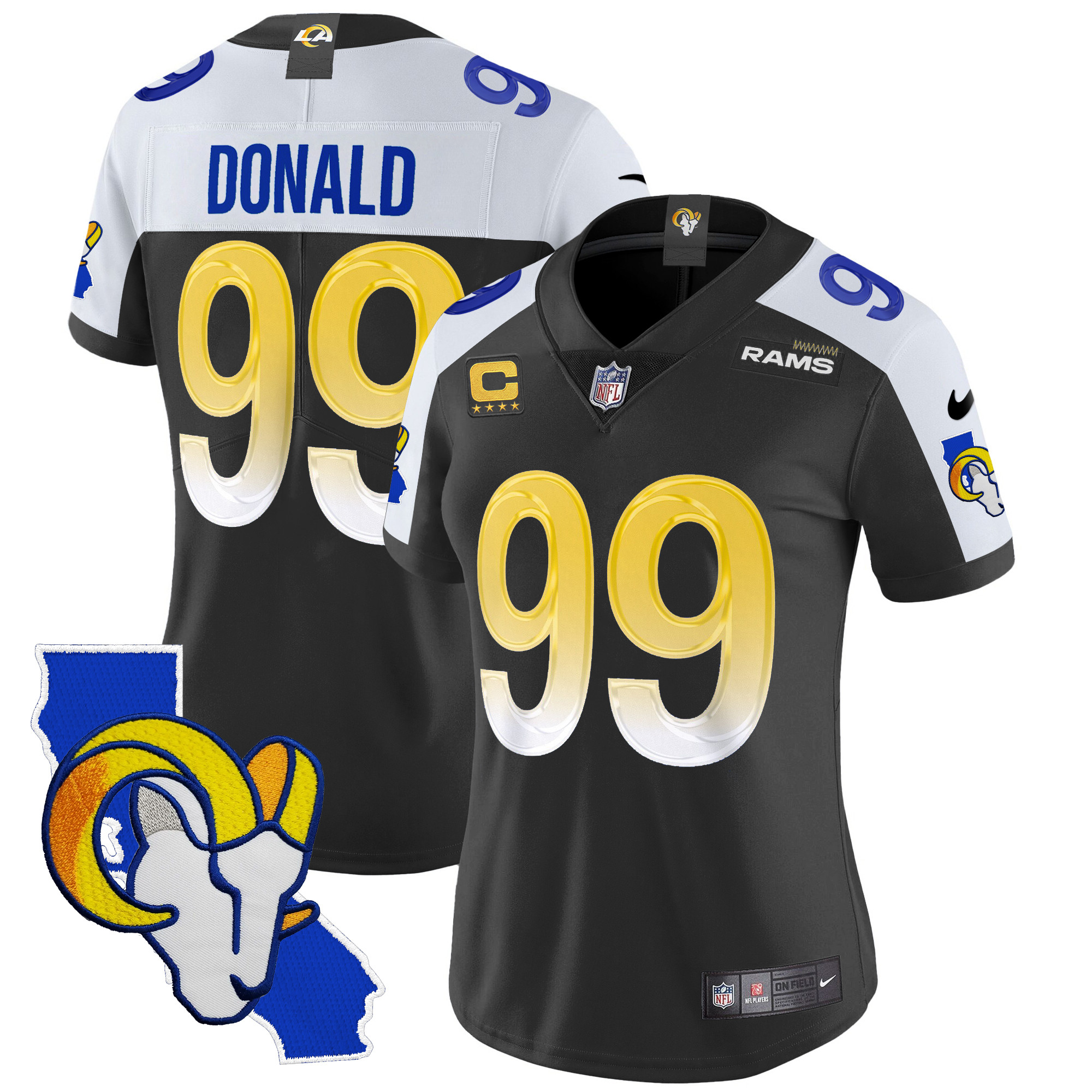 Women’s Los Angeles Rams California Patch Vapor Limited Jersey – All Stitched
