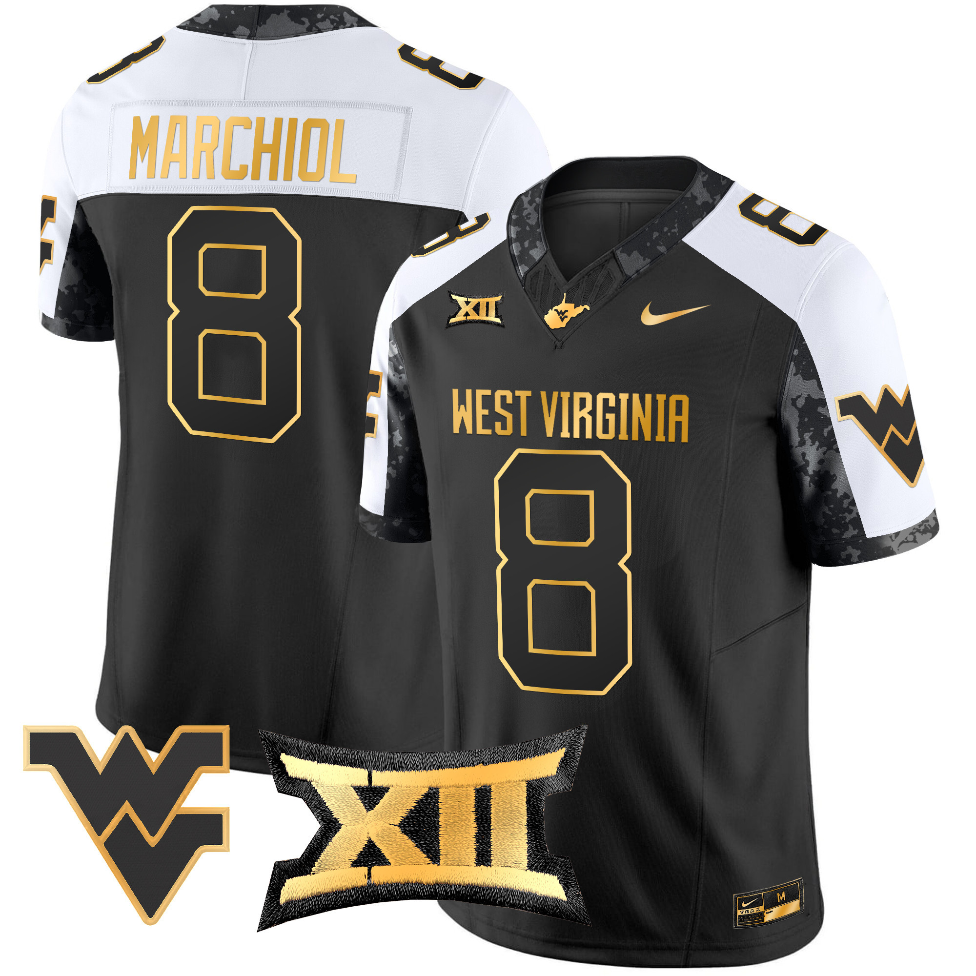 Men’s West Virginia Mountaineers 2024 Gold Vapor Limited Jersey – All Stitched