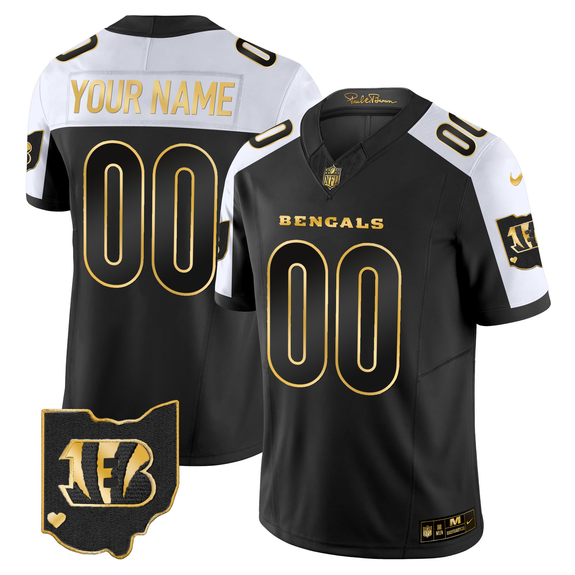 Cincinnati Bengals Ohio Patch Vapor Limited Gold Custom Jersey – All Stitched