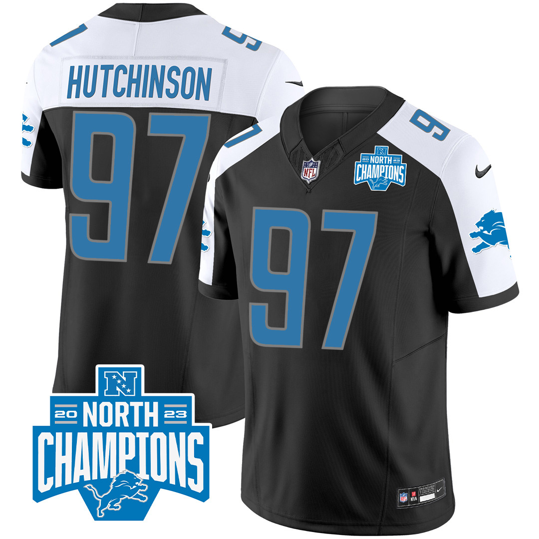 Men’s Detroit Lions 2023 NFC North Division Champions Patch Vapor Jersey – All Stitched