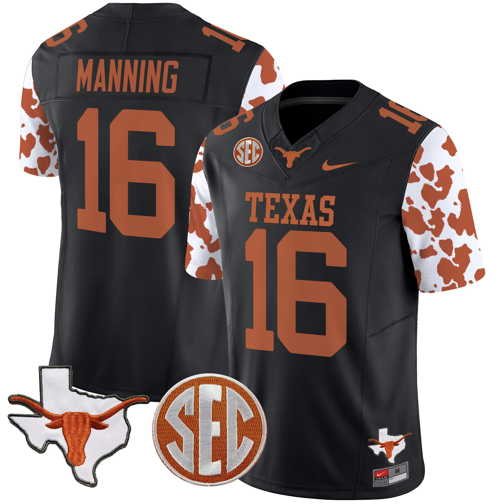 Men’s Texas Longhorns Cow Spots Vapor Limited Jersey – All Stitched