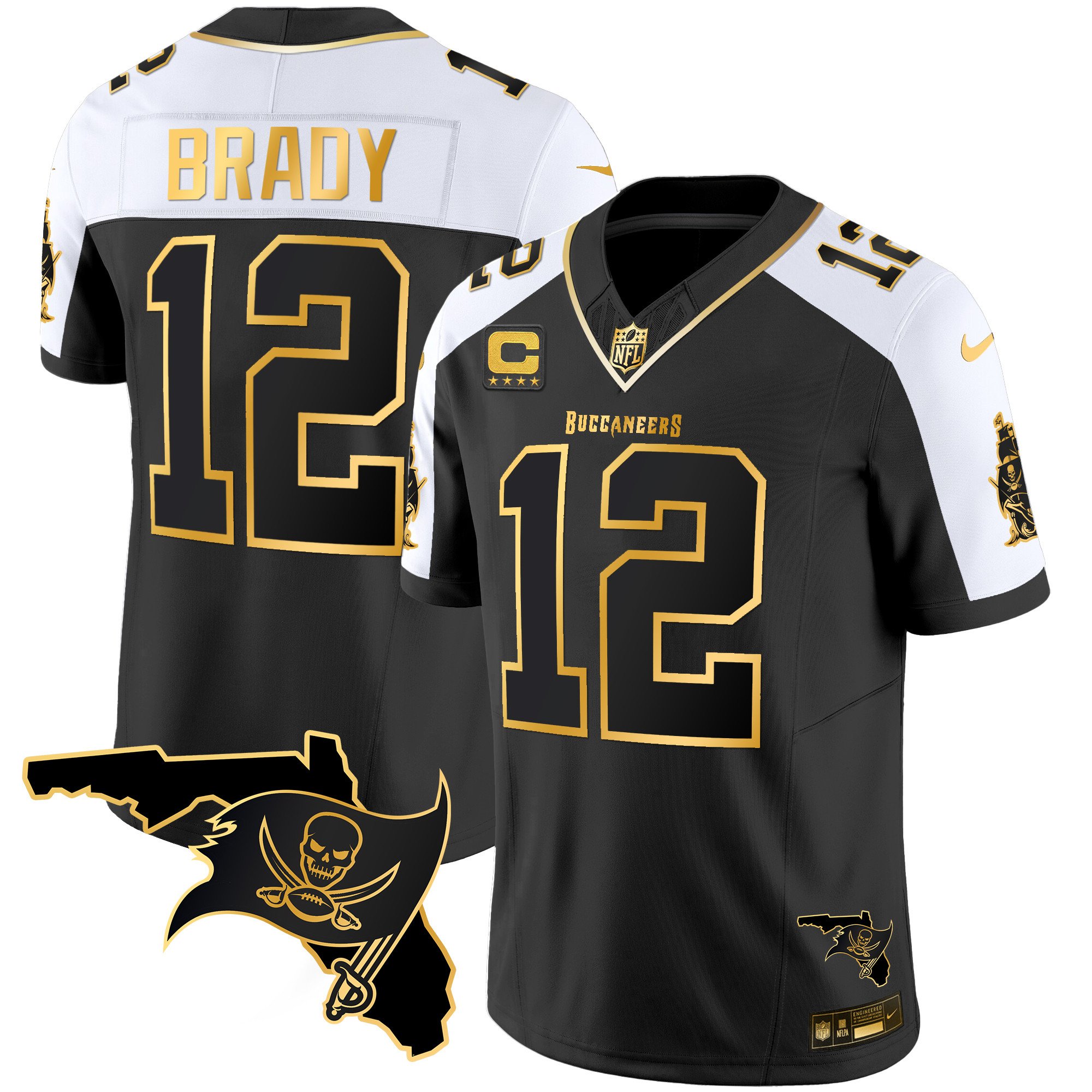 Men’s Tampa Bay Buccaneers Florida Patch Vapor Gold Jersey – All Stitched