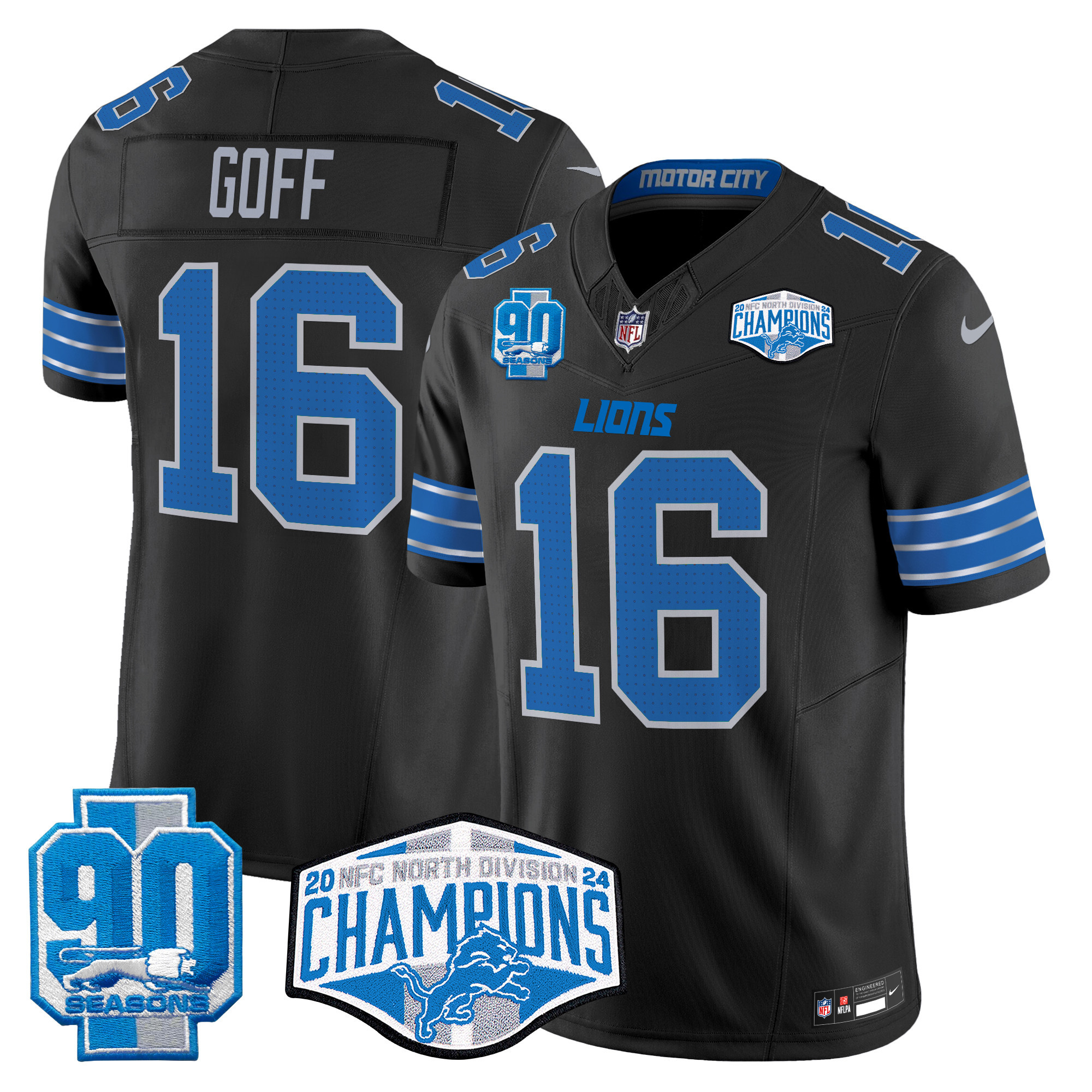 Men’s Detroit Lions 2024 NFC North Division Champions Patch Vapor Limited Jersey – All Stitched