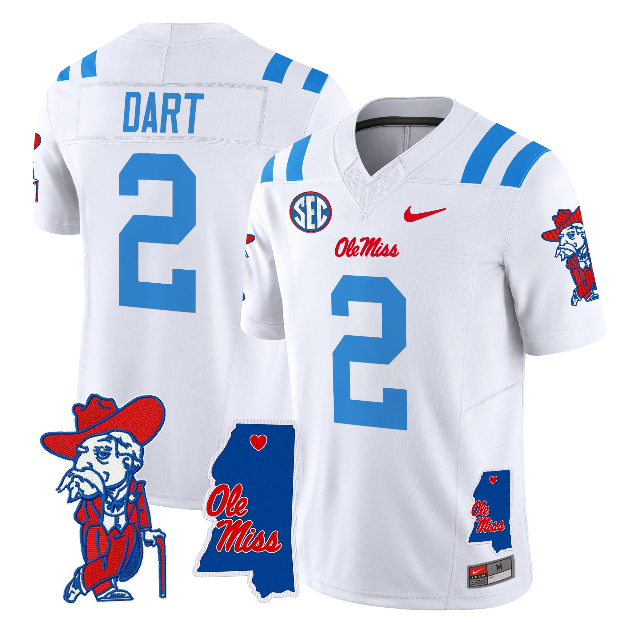 Men’s Ole Miss Rebels 2024 Mississippi Map Patch Vapor Limited Jersey – All Stitched