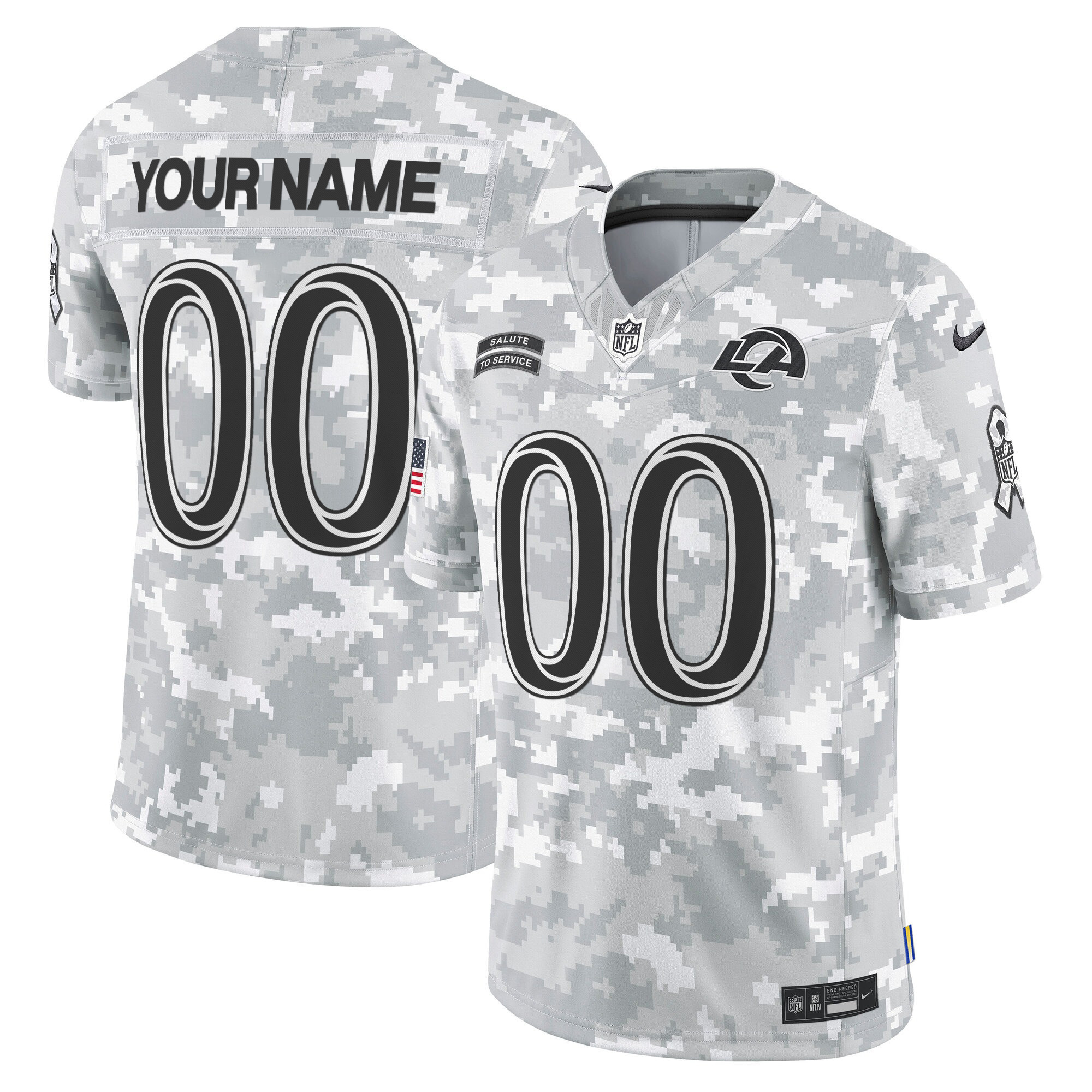 Los Angeles Rams 2024 Salute to Service Vapor Limited Custom Jersey – Arctic Camo – All Stitched