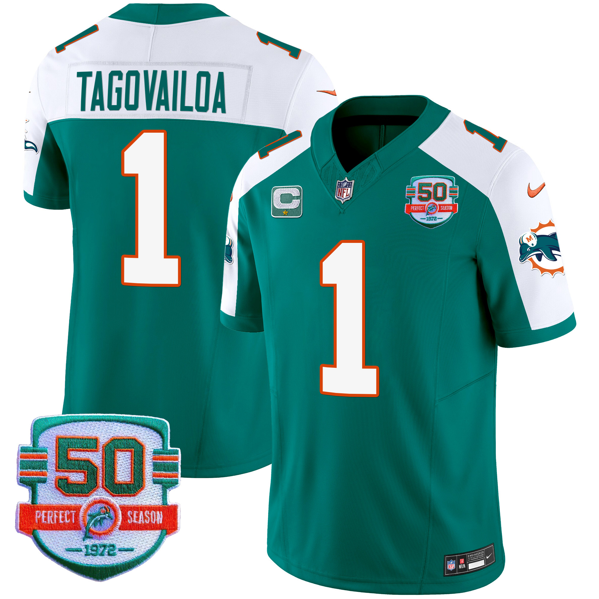 Men’s Miami Dolphins Throwback Vapor Jersey V2 – All Stitched