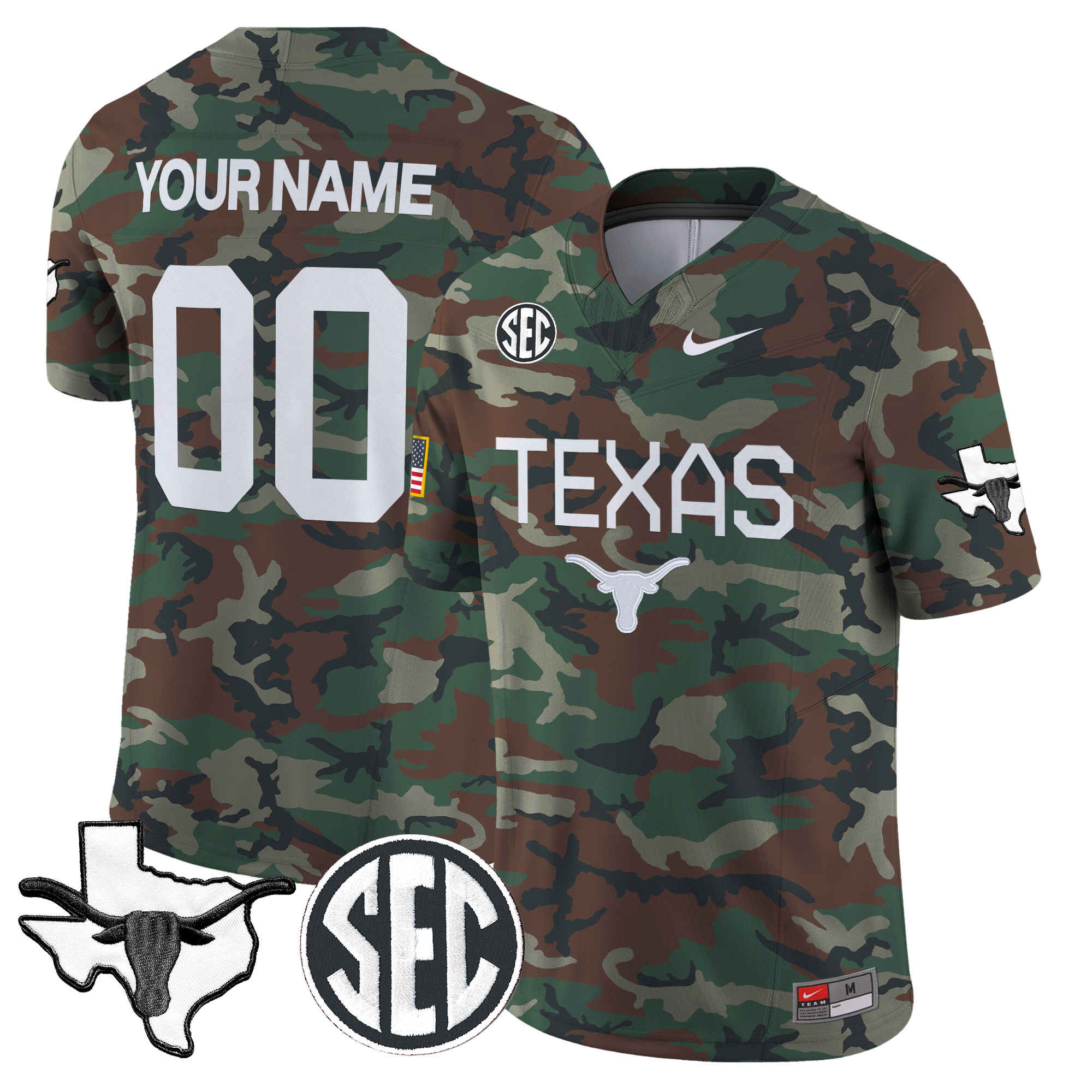 Texas Longhorns 2024 Military Vapor Limited Custom Jersey – All Stitched