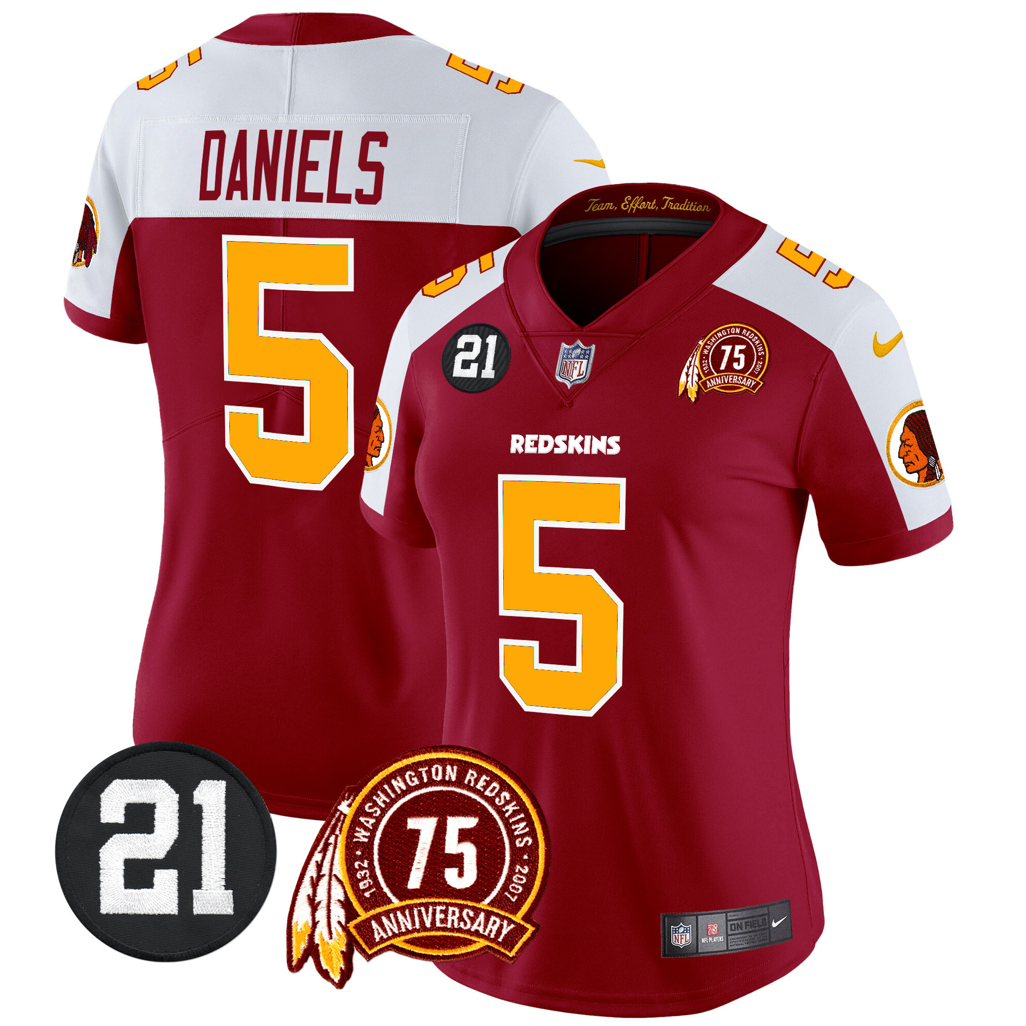 Women’s Washington Redskins 75th & Sean Taylor Patch Vapor Limited Jersey – All Stitched