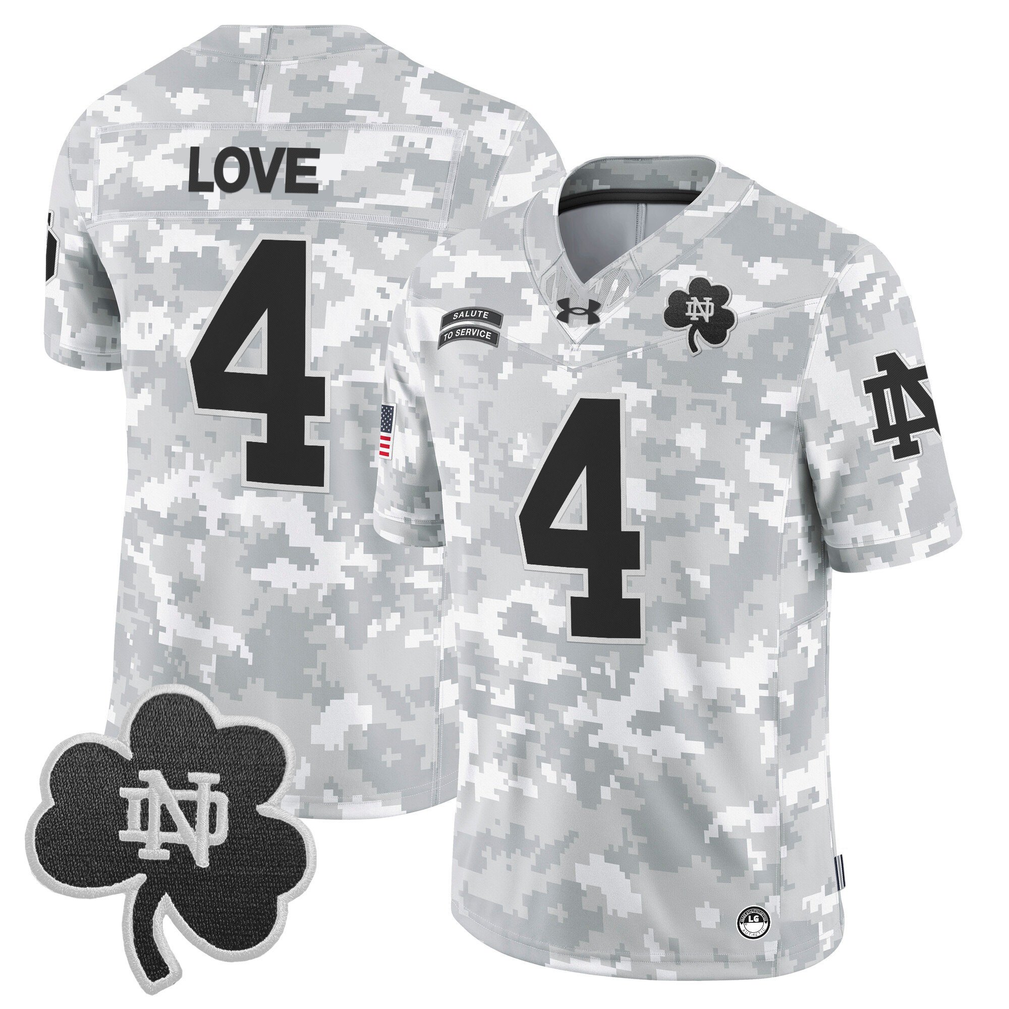 Notre Dame Fighting Irish 2024 Salute to Service Vapor Limited Jersey – Arctic Camo – All Stitched